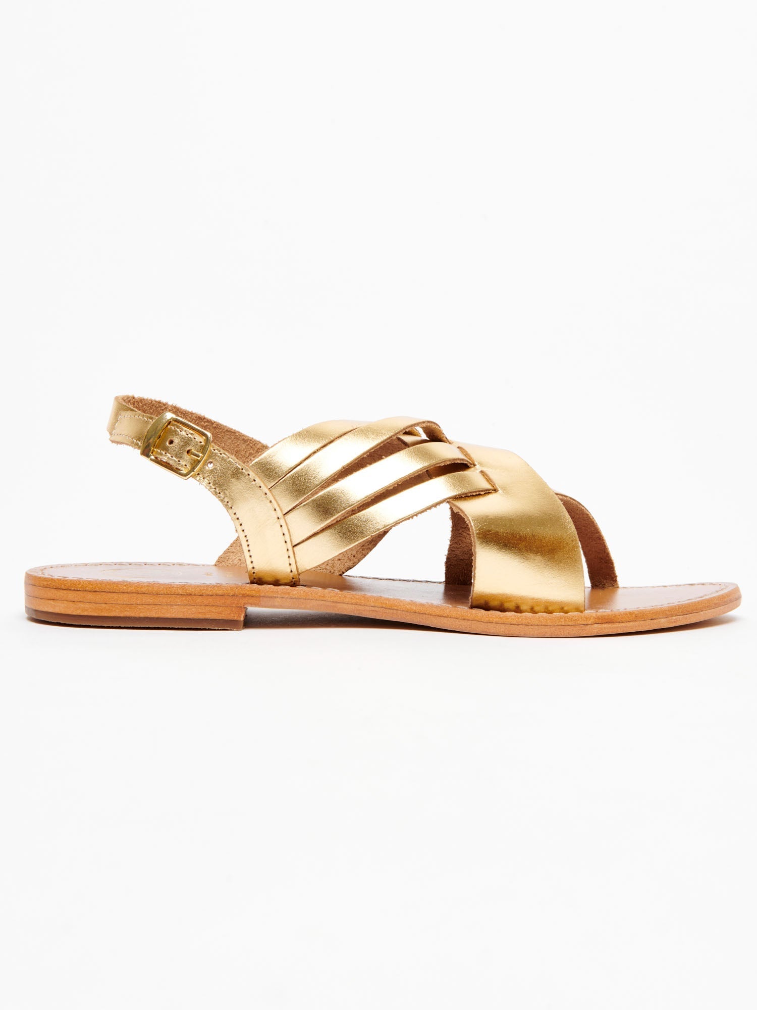 ALESSIO sandales entre doigt en cuir or foncé