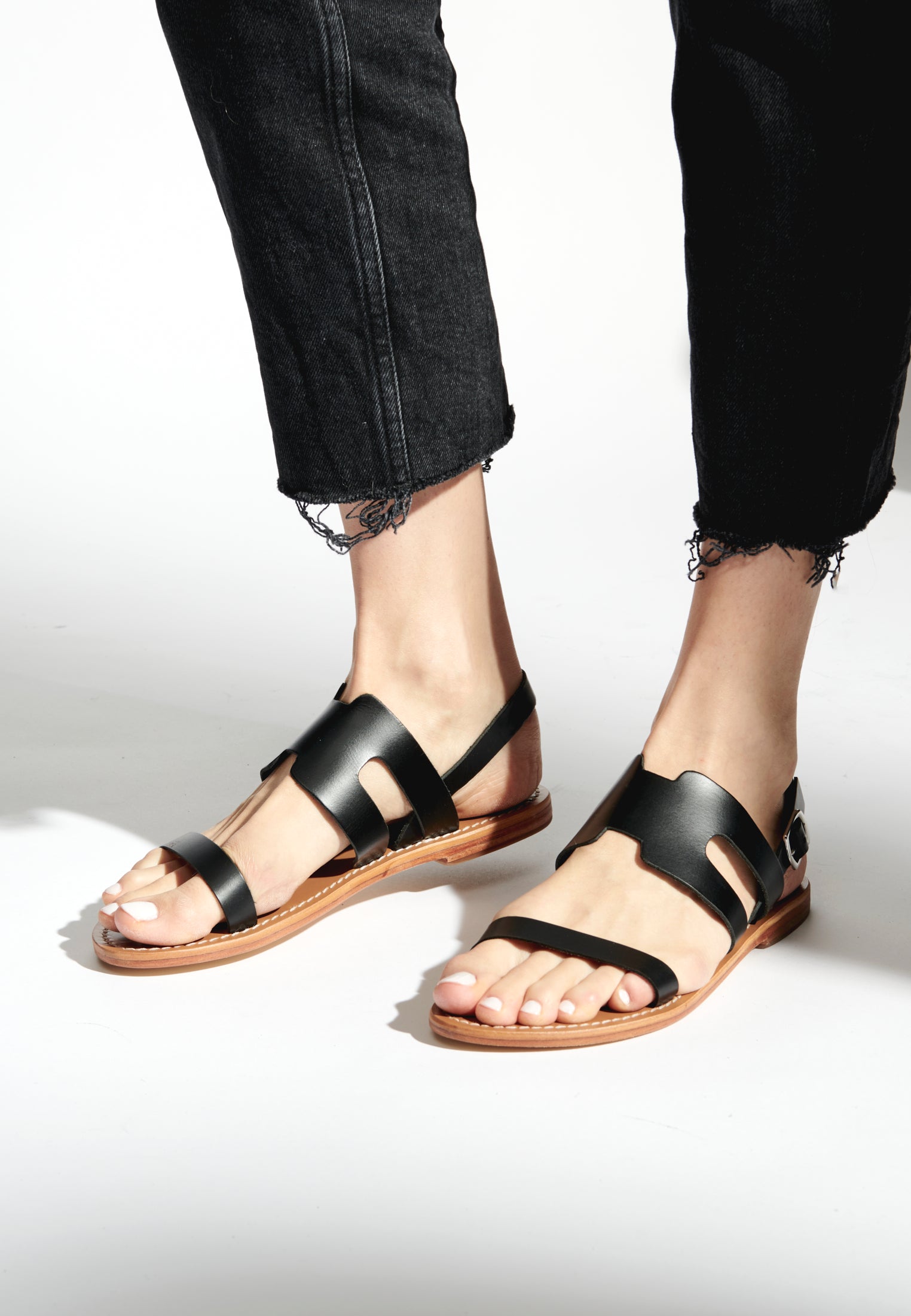 DAVITZA sandales en cuir noir