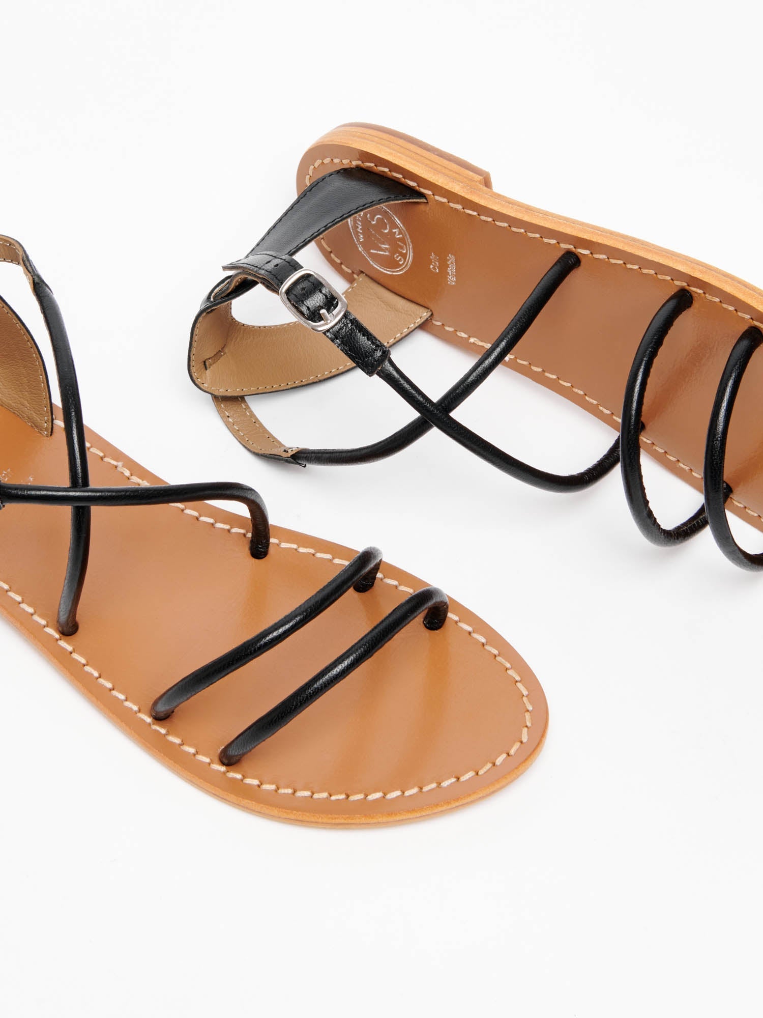 THEANO sandales en cuir noir