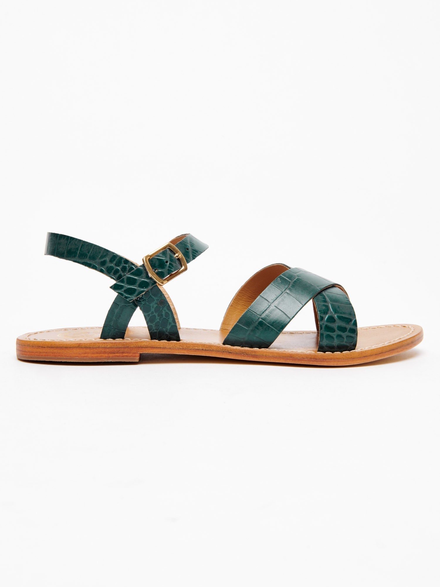 ENEYA sandales en cuir croco vert