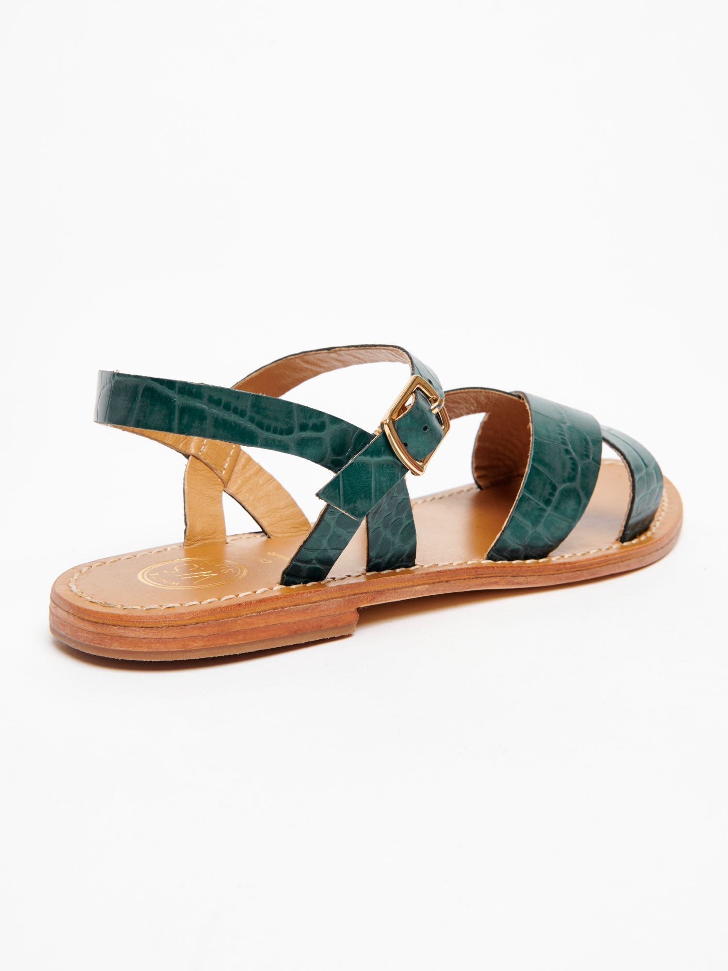 ENEYA sandales en cuir croco vert