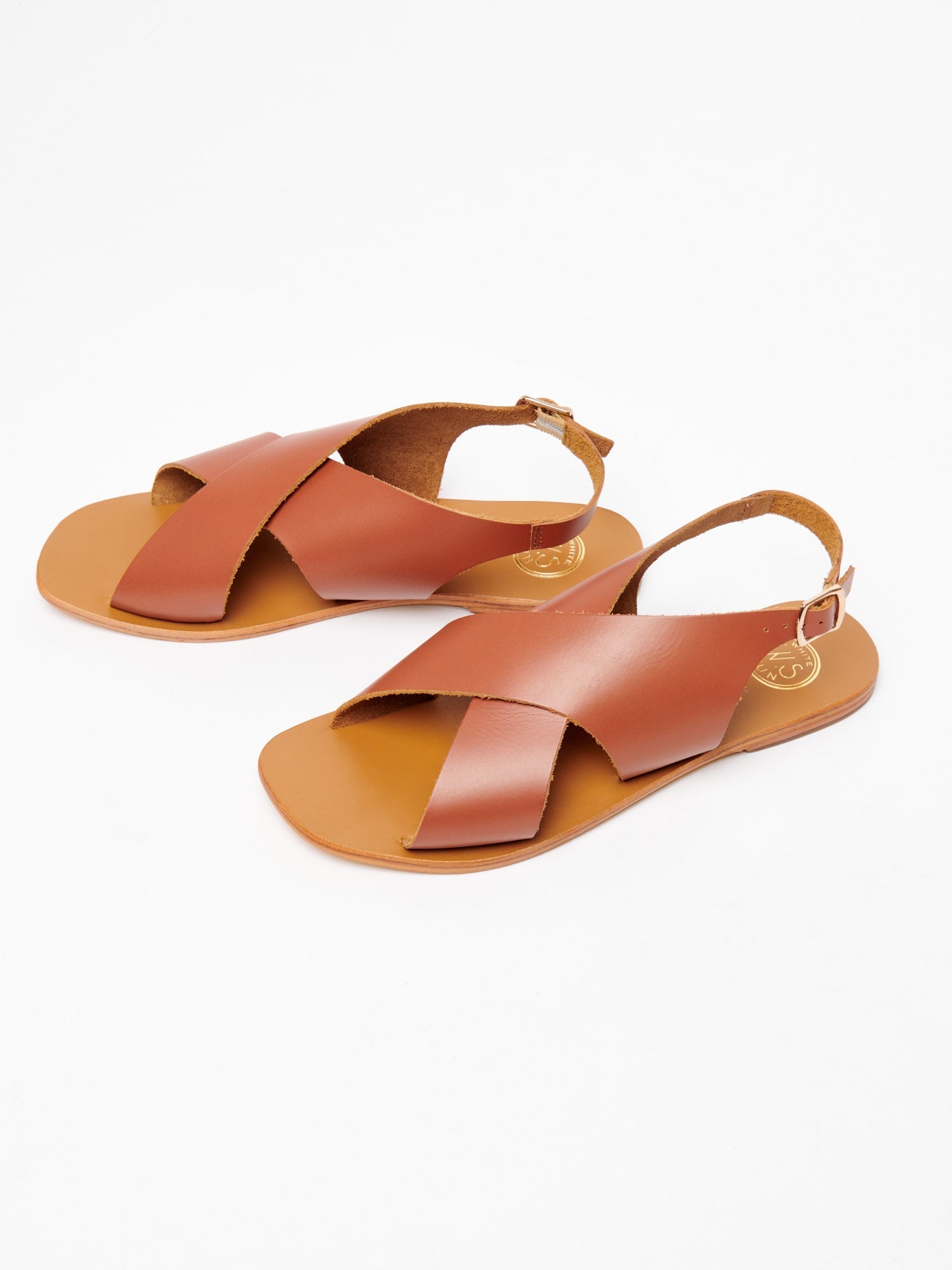 MAWALTER sandales en cuir camel