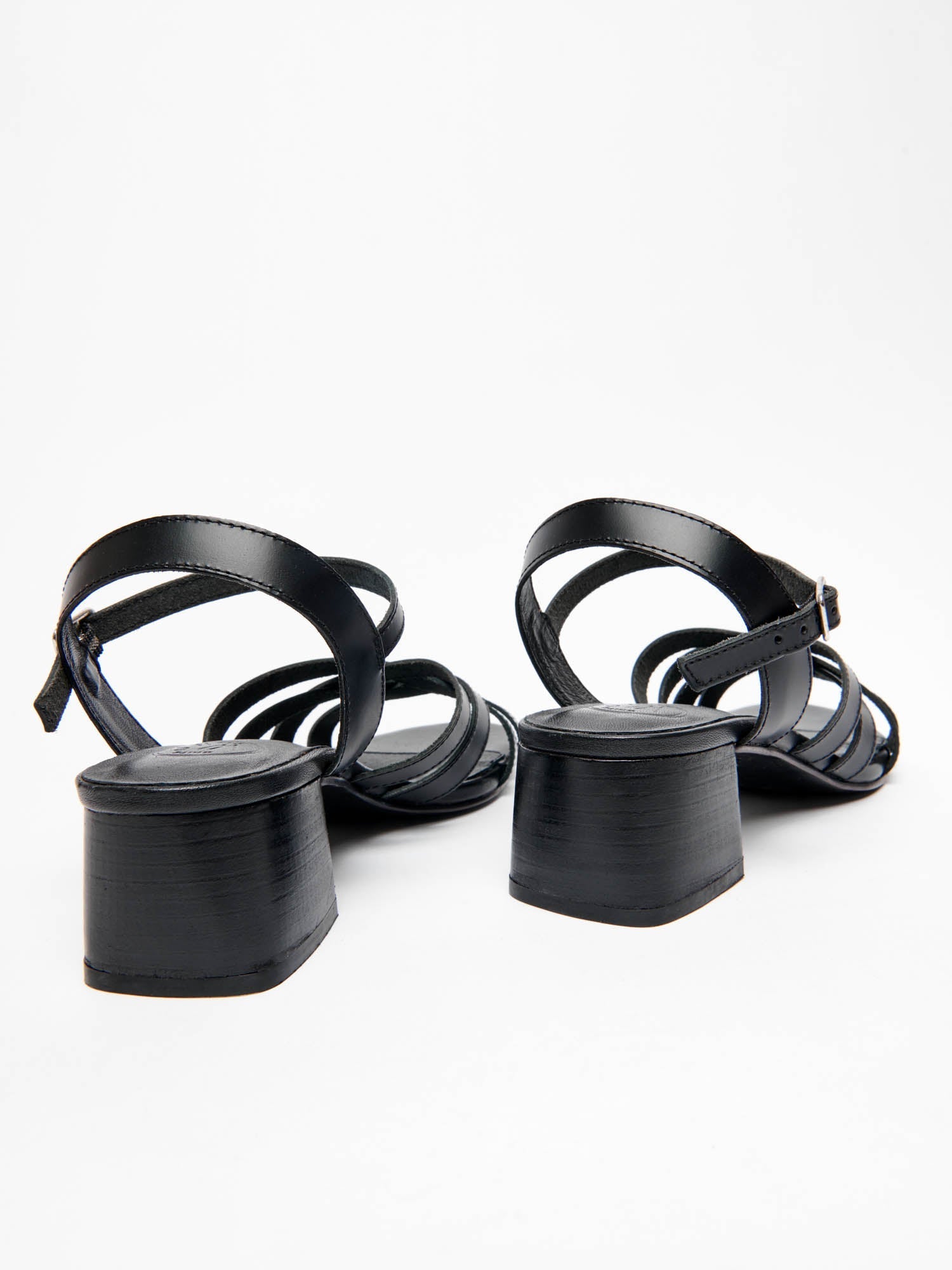 ERELL sandales talon en cuir noir