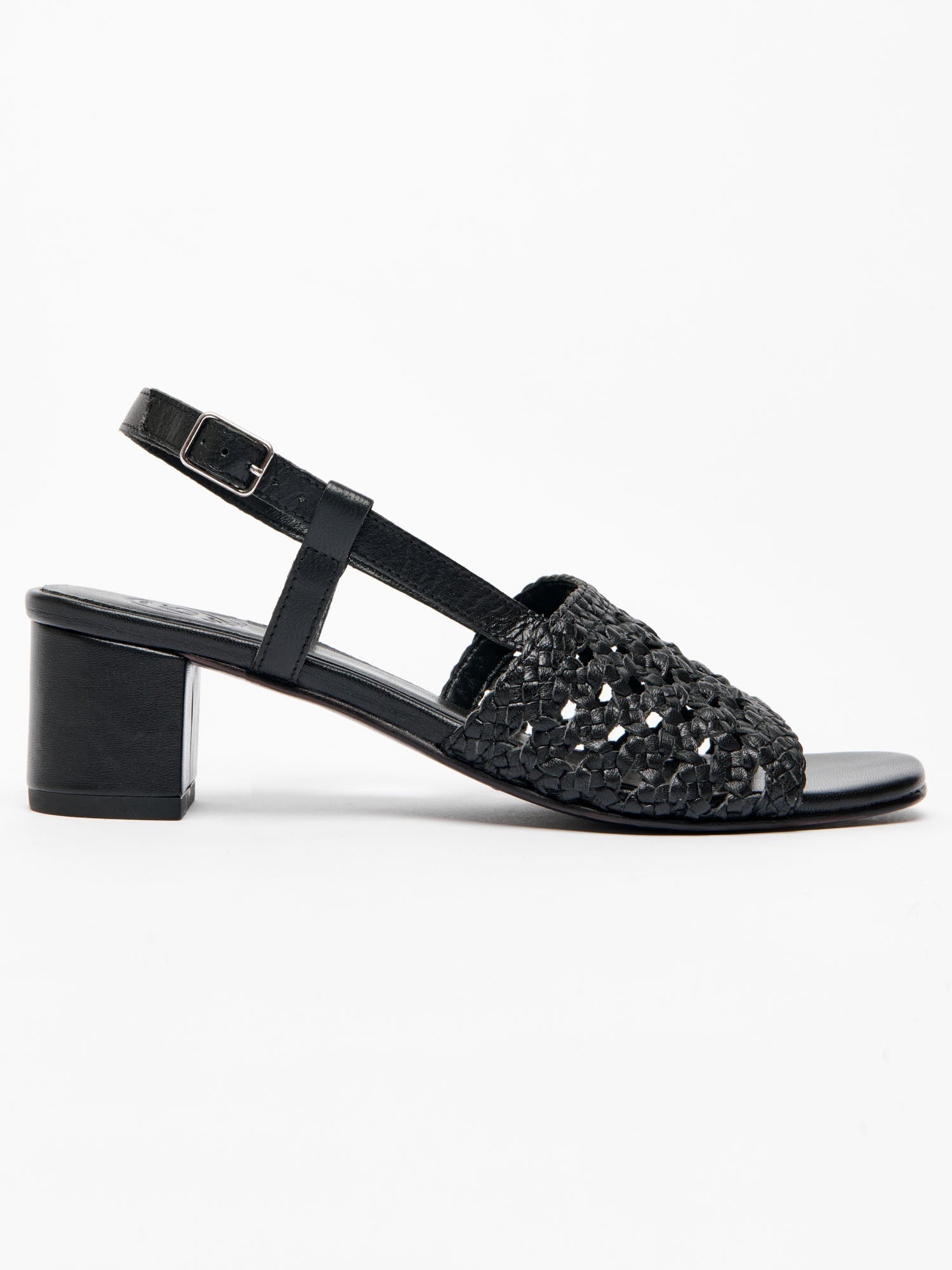EMMY sandales talon tresse en cuir noir