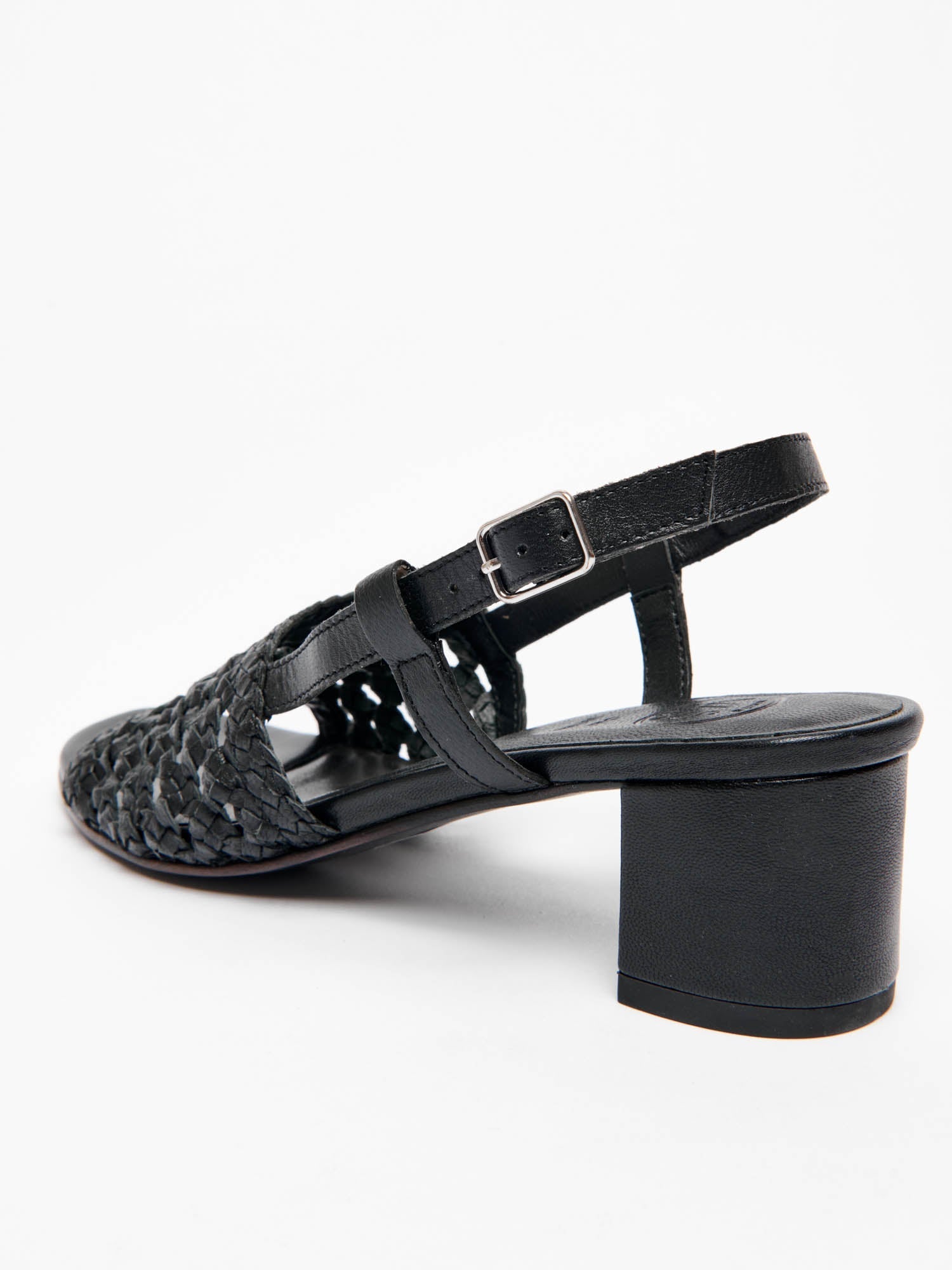 EMMY sandales talon tresse en cuir noir