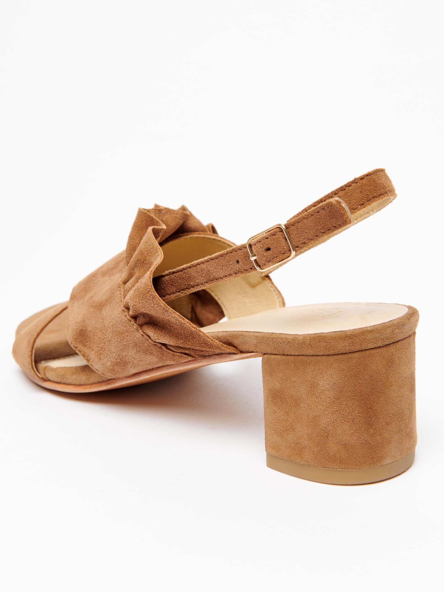 BENA sandales talon en cuir camel