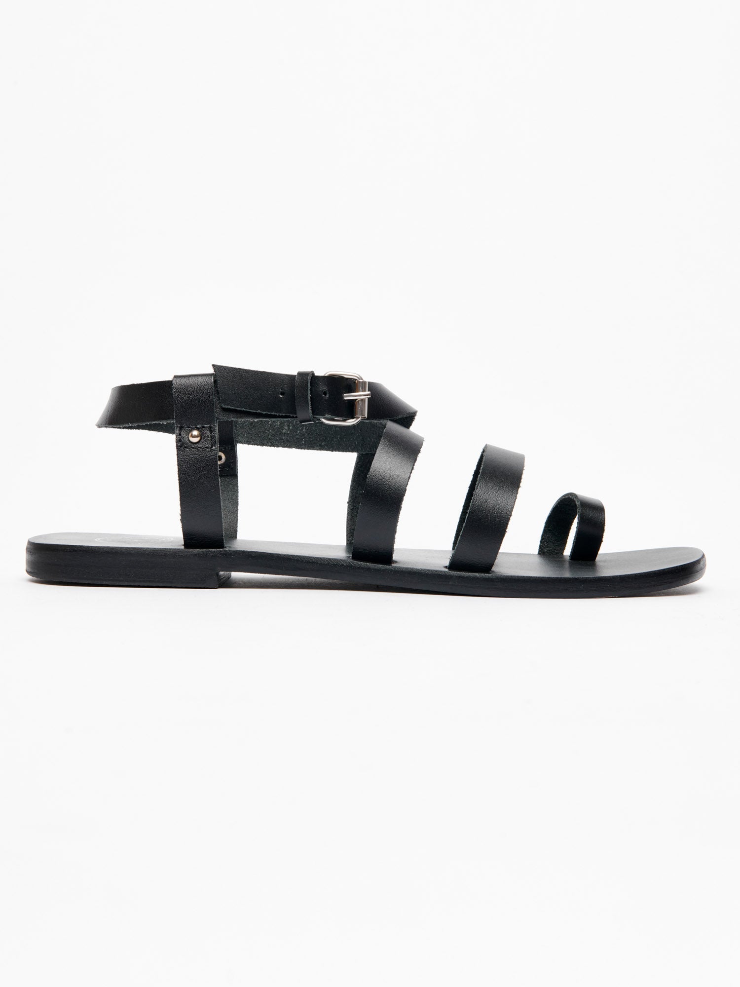 AHOURA sandales entre doigt en cuir noir