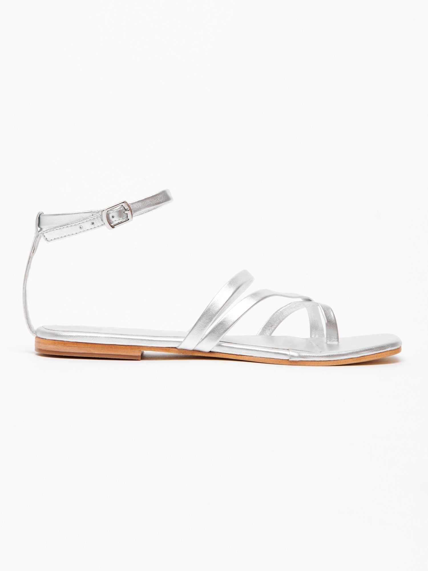 HESA sandales en cuir argent