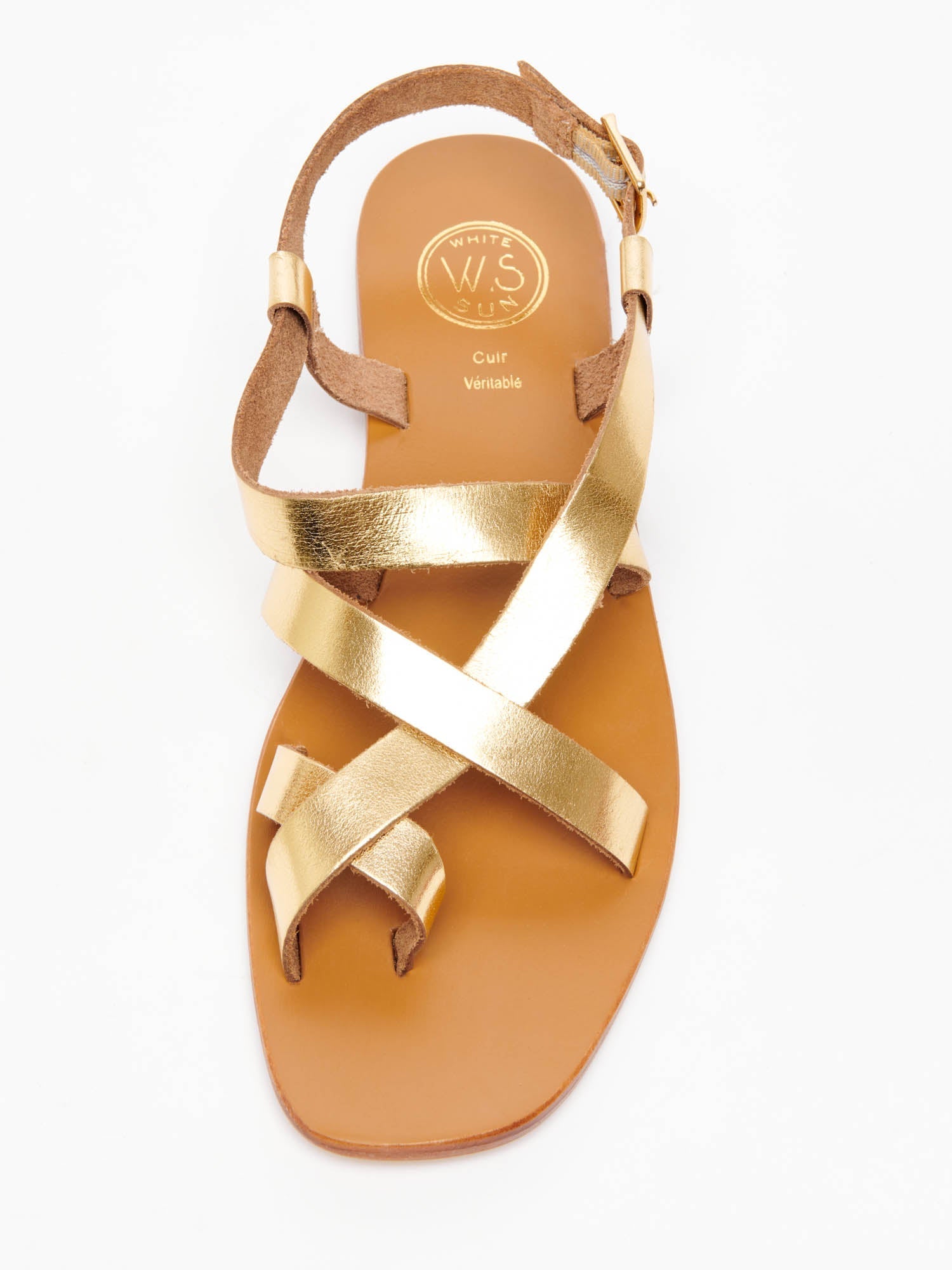 SADINA sandales entre doigt en cuir or foncé