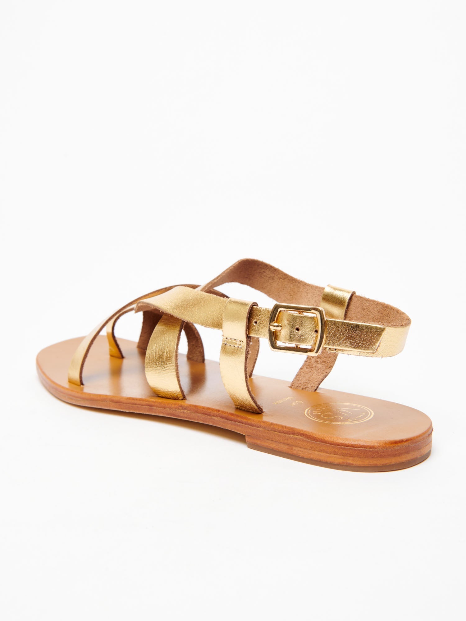 SADINA sandales entre doigt en cuir or foncé