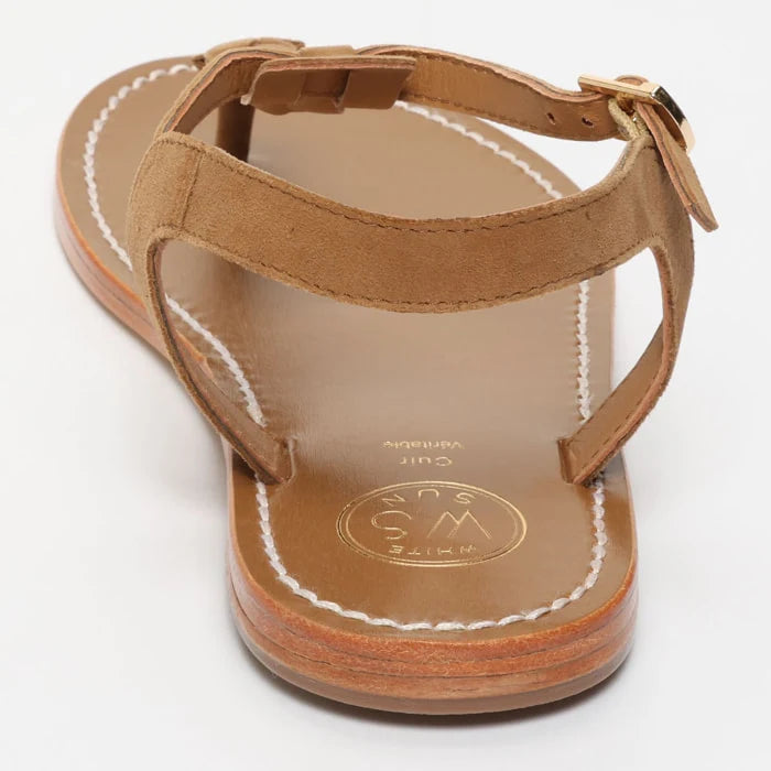 NATAL sandales entre-doigts en cuir camel