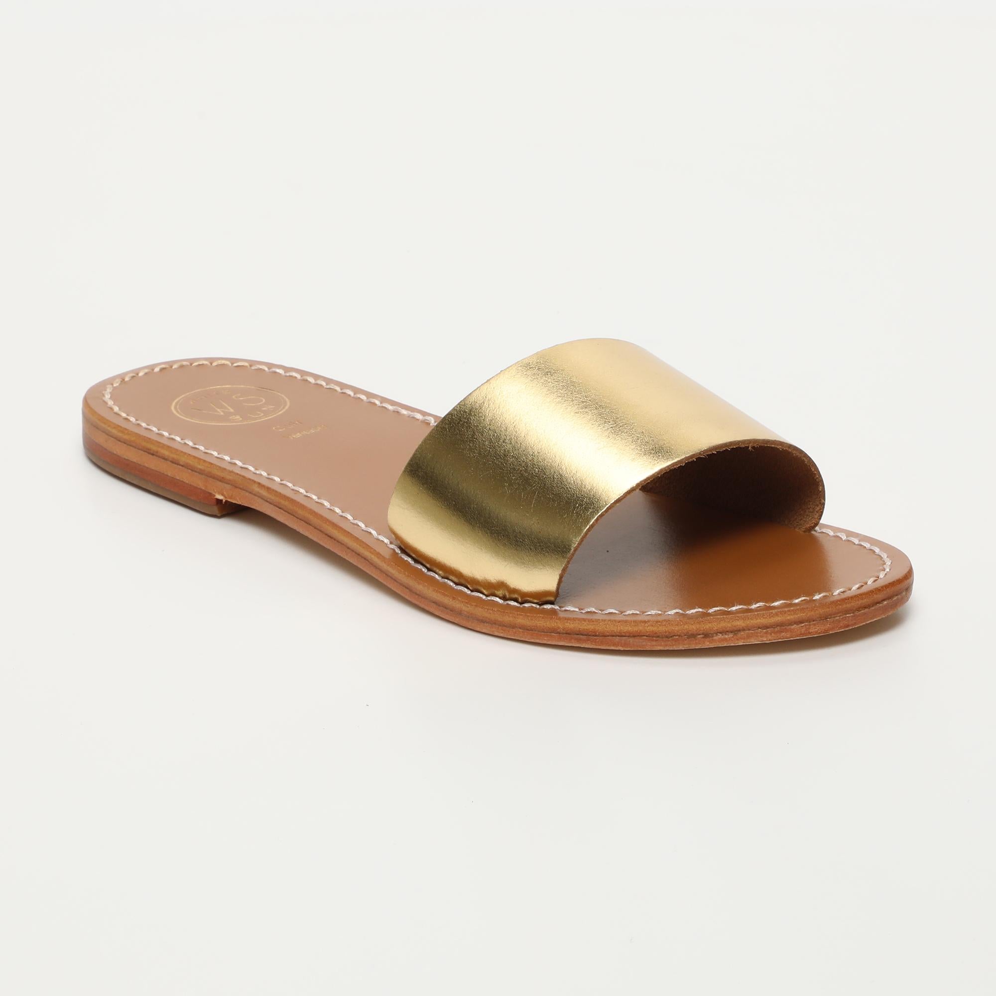 YORK mules en cuir or foncé