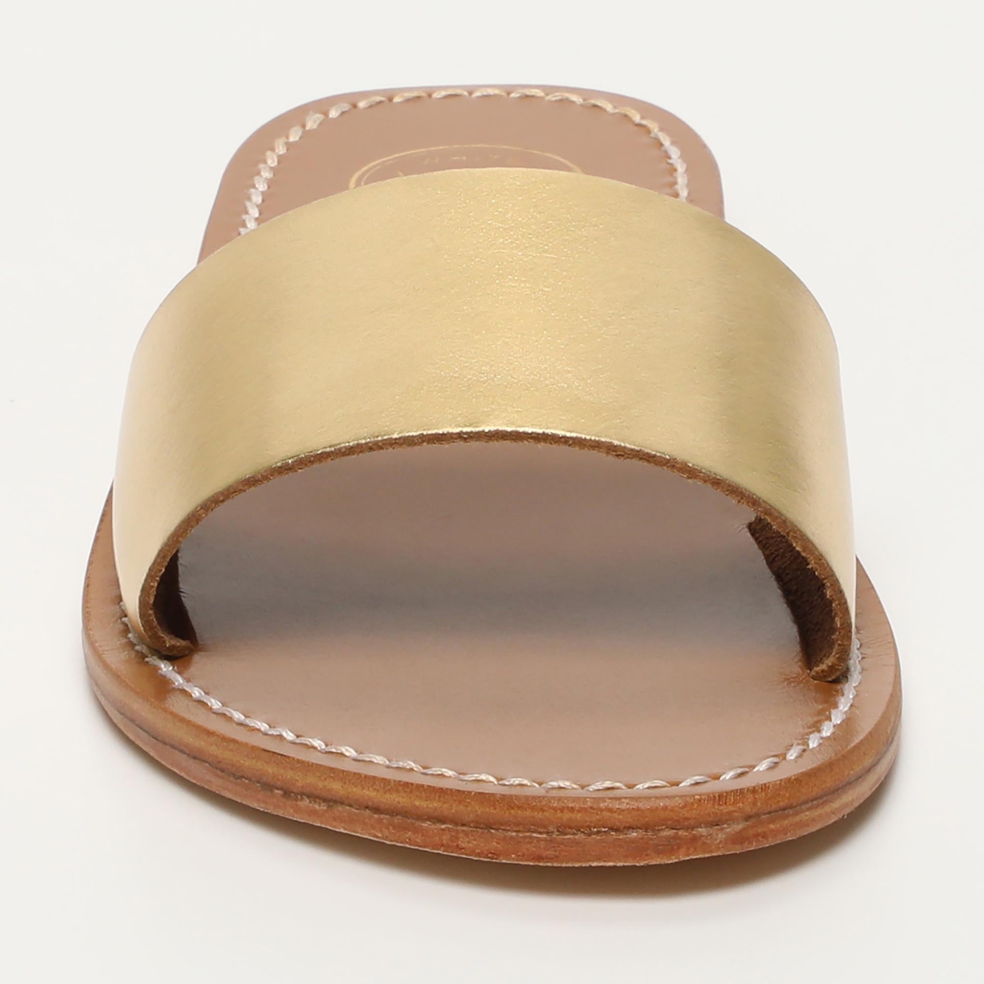 YORK mules en cuir or foncé