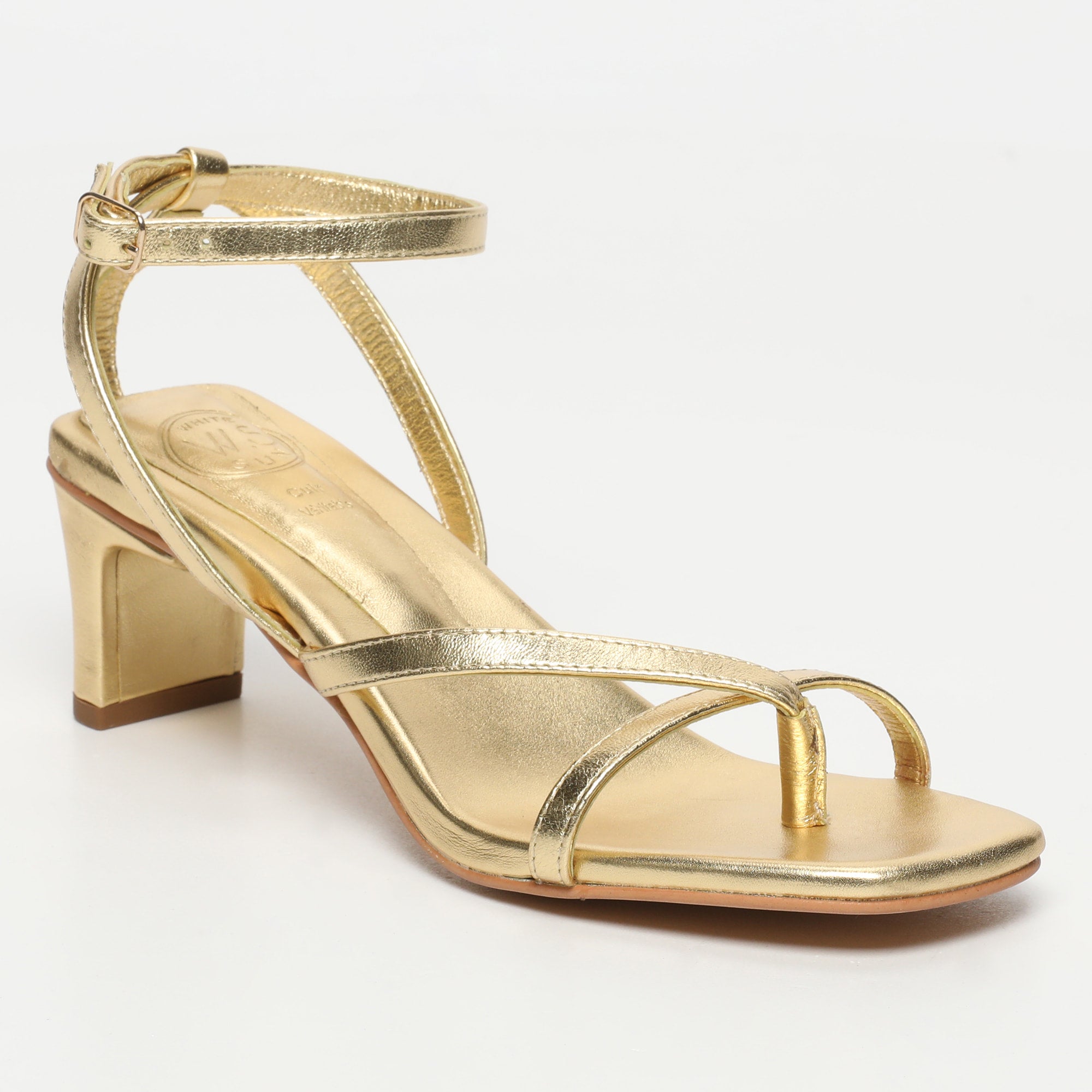 CHEYENNE sandales talon entre doigt bracelet de cheville en cuir or foncé