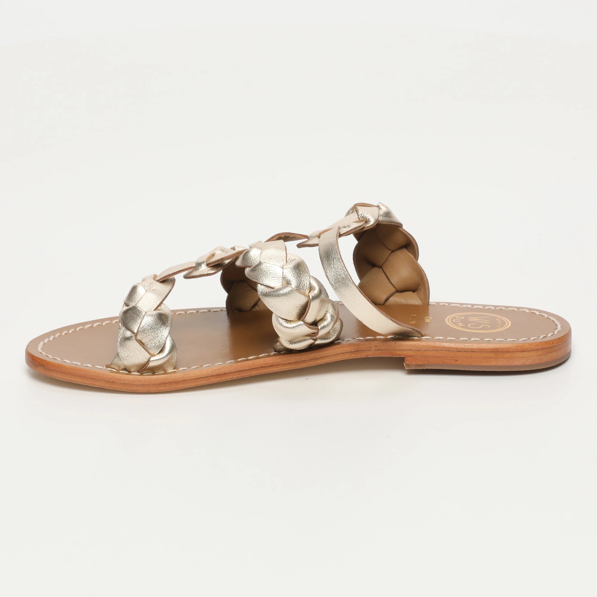 SOMBRA mules tressée en cuir doré