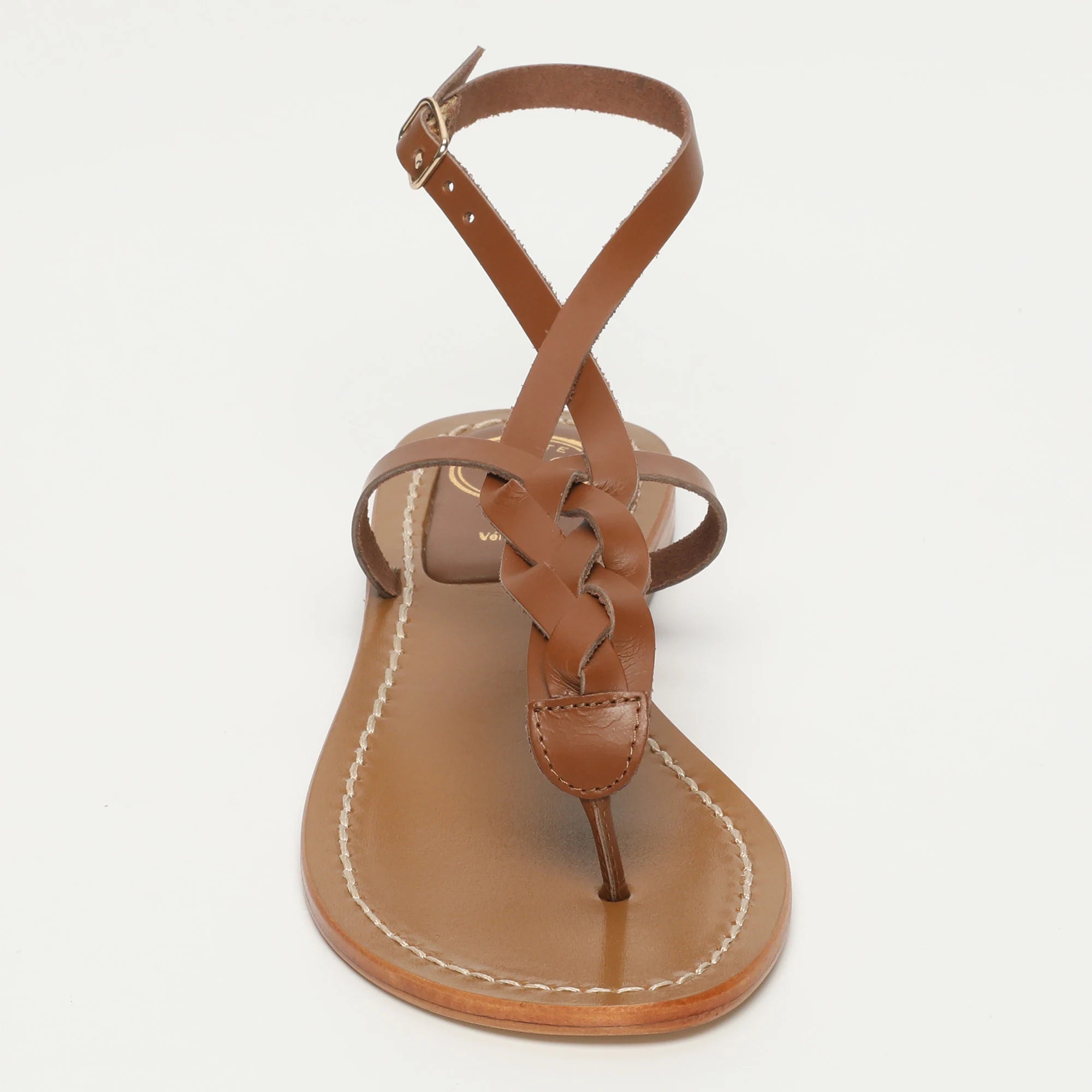 MENTA sandales entre-doigts en cuir camel