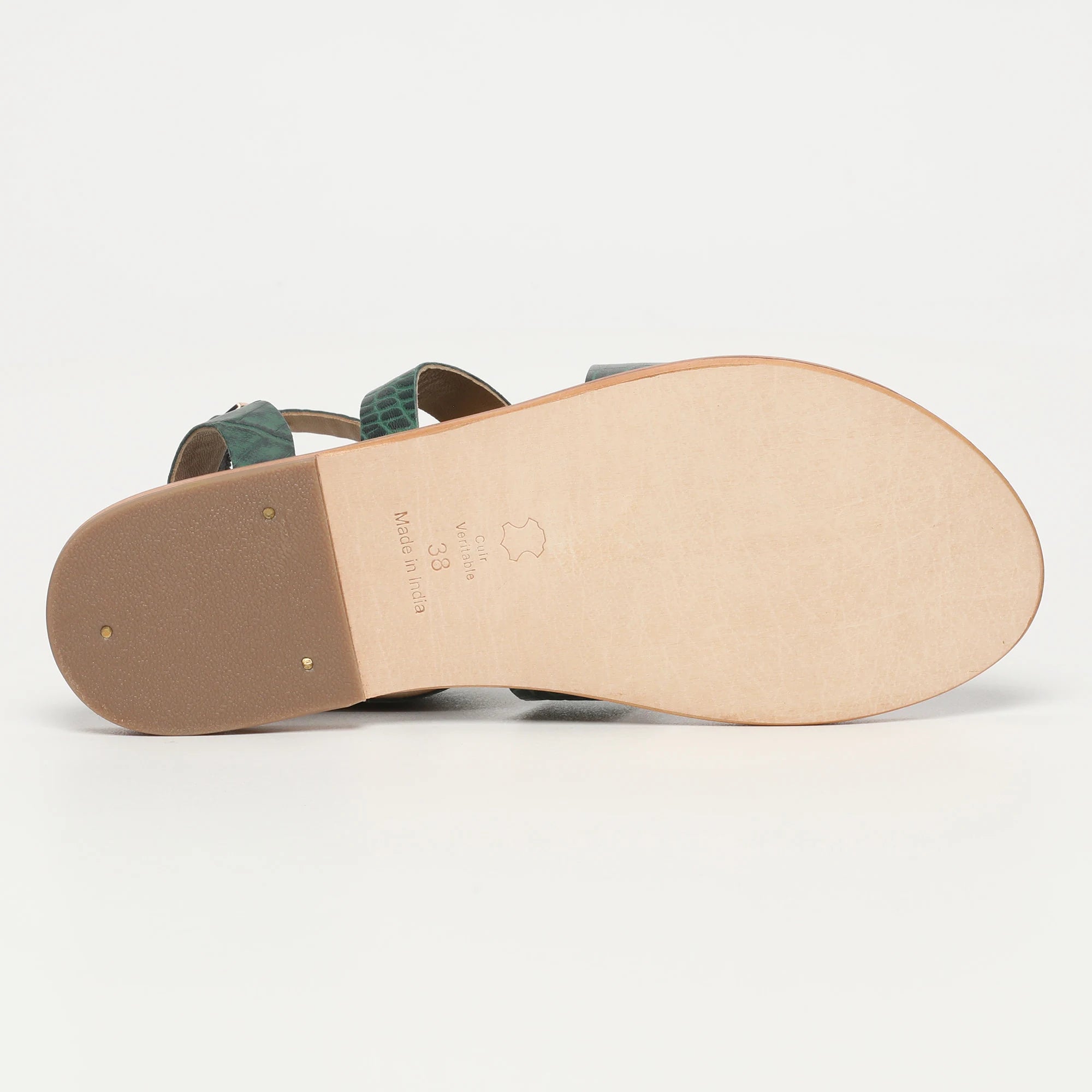 OASIS sandales spartiate / lacet en cuir vert croco