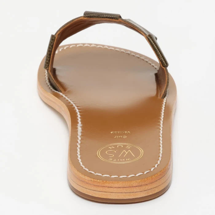 TUCANO mules en cuir kaki lézard