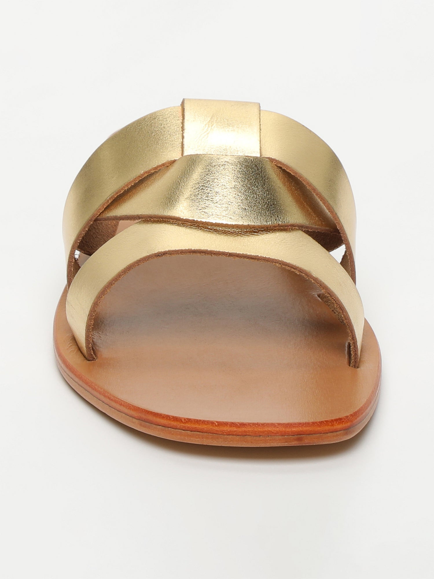 NOHAM mules en cuir or foncé