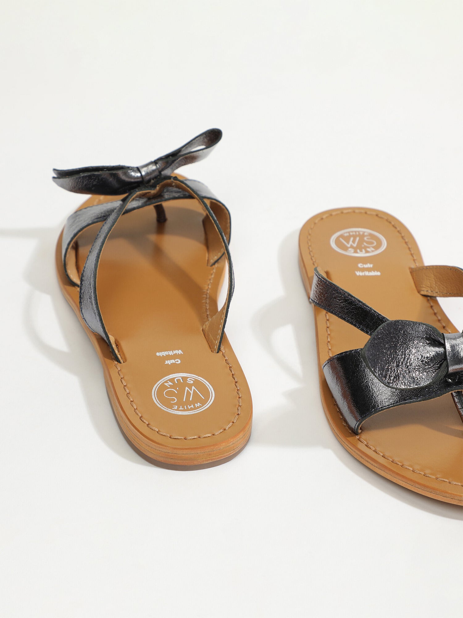 HERBITA mules fantaisie en cuir noir