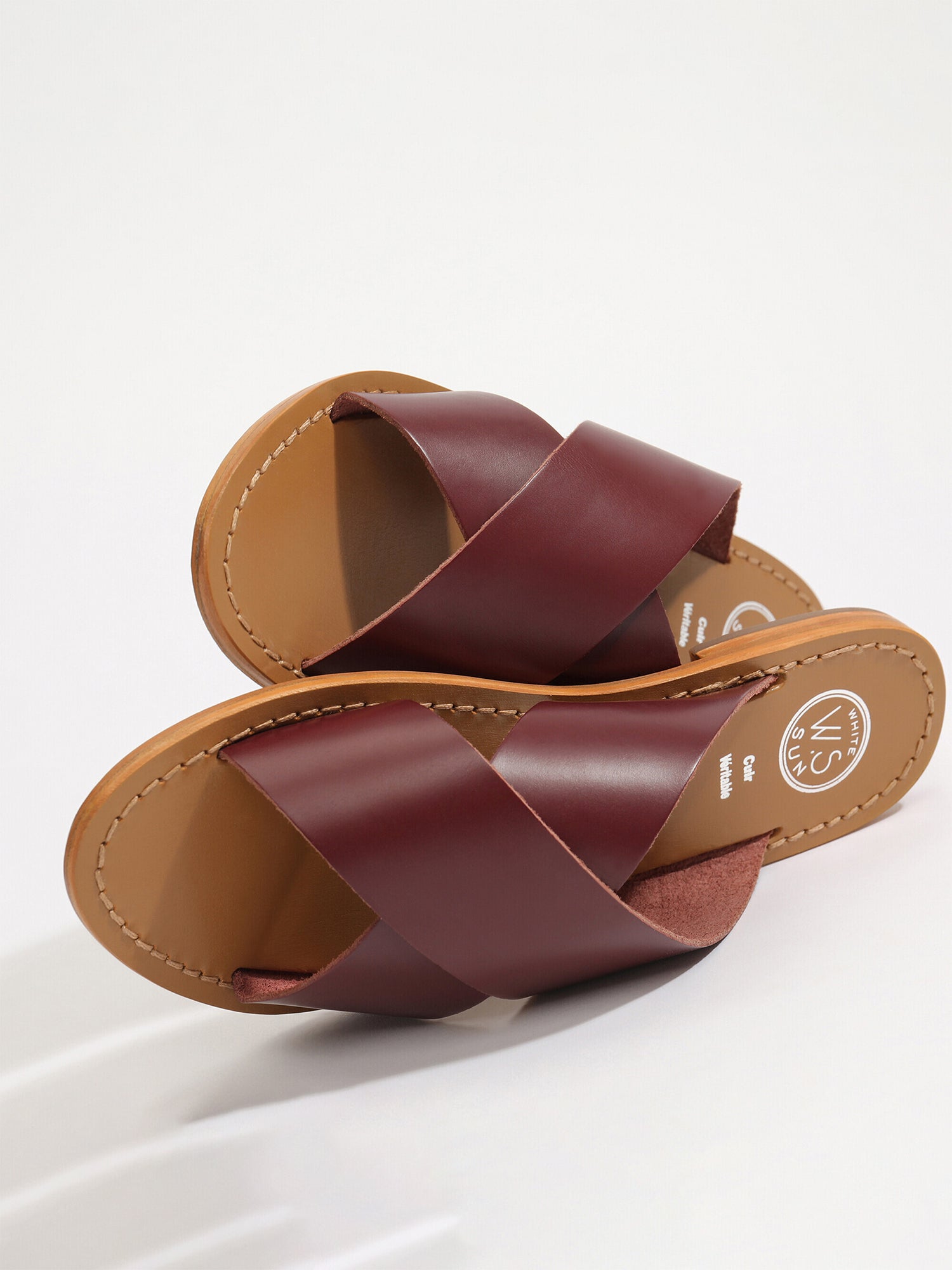 LANRUEN mules en cuir bordeaux