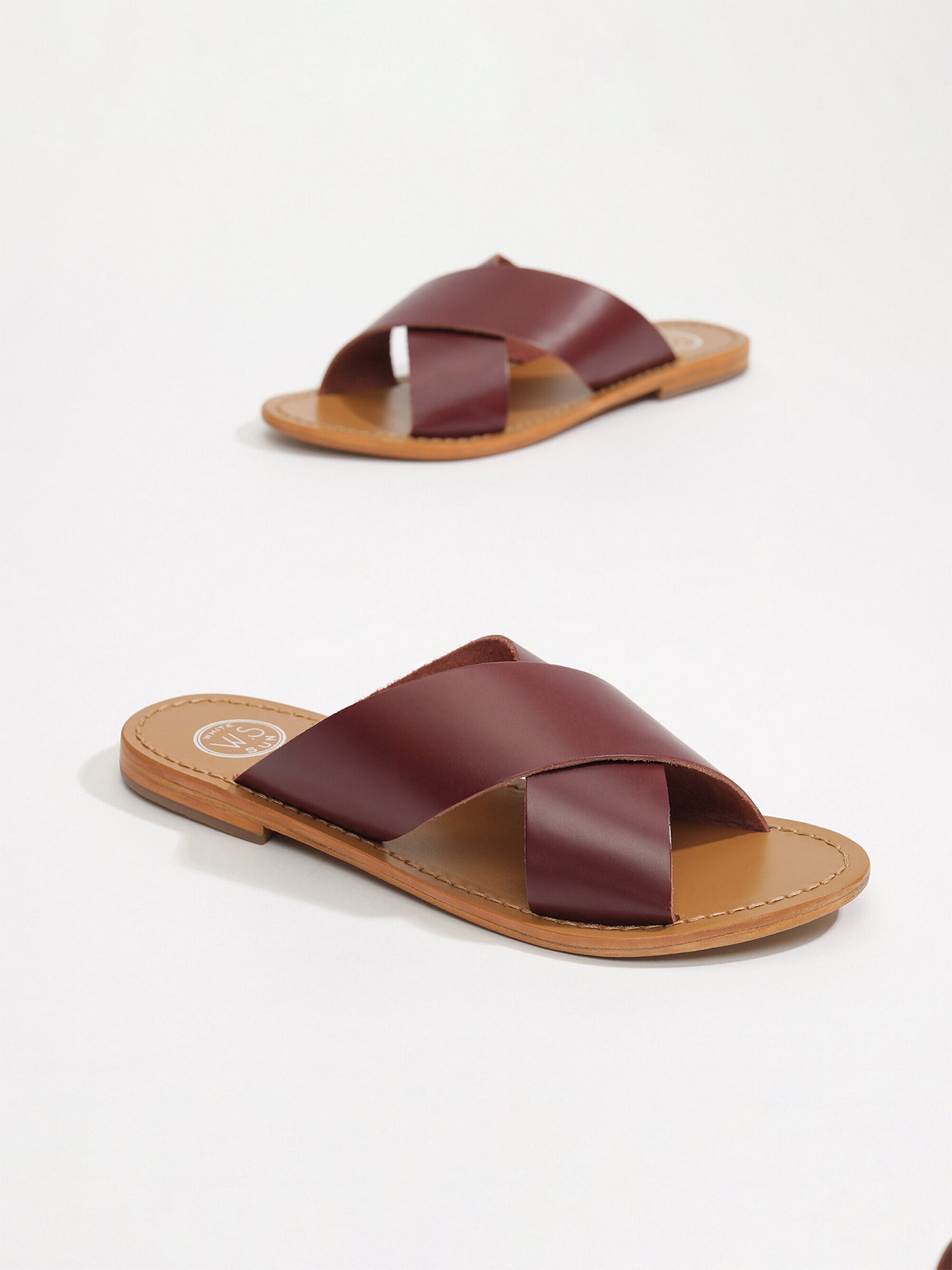 LANRUEN mules en cuir bordeaux