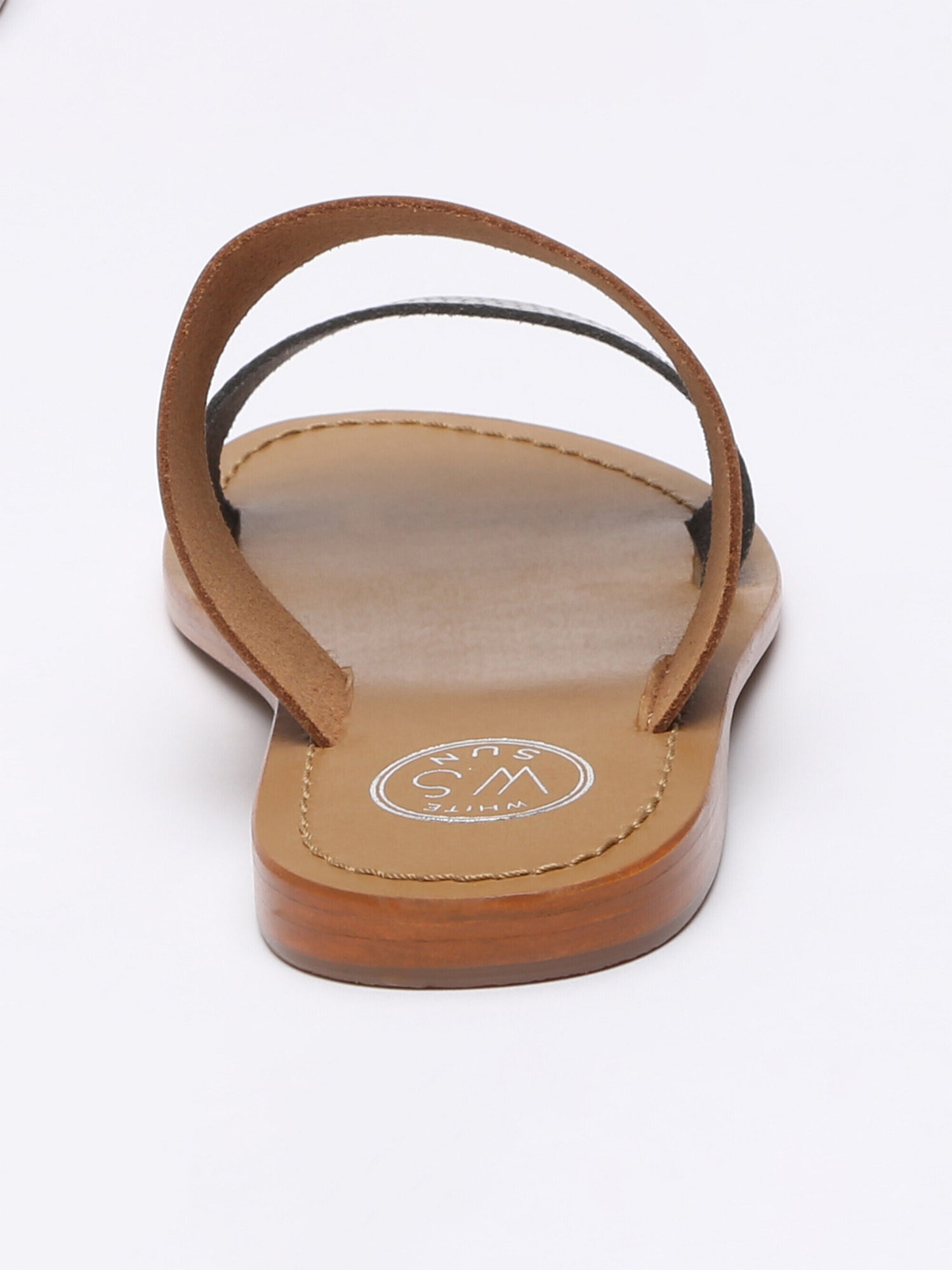 NATICA mules en cuir noir et camel