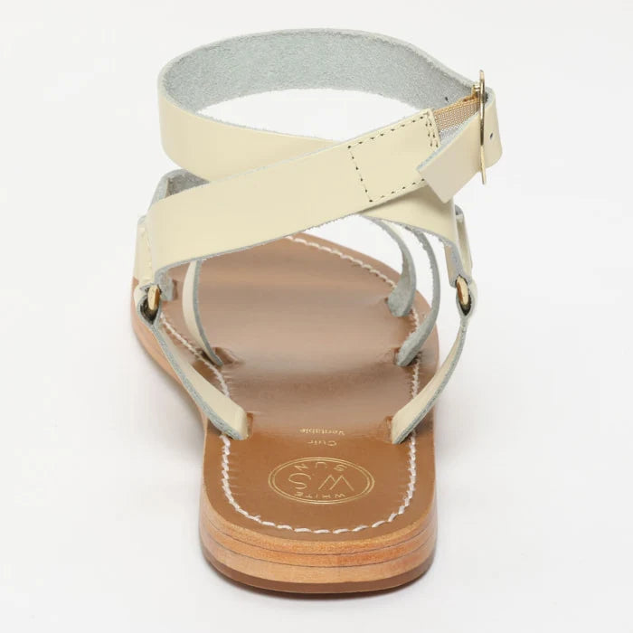 CHAREL sandales spartiate / lacet en cuir blanc off