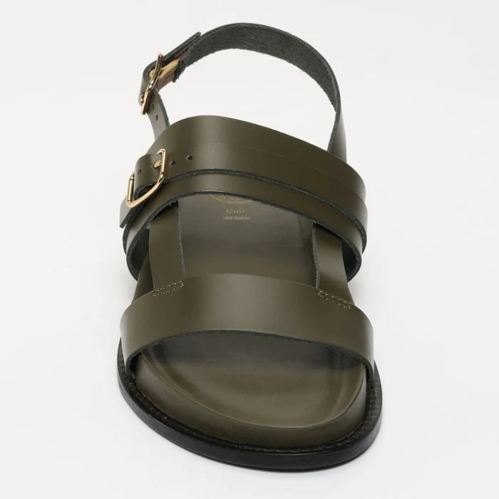 ZENETA sandales en cuir kaki foncé