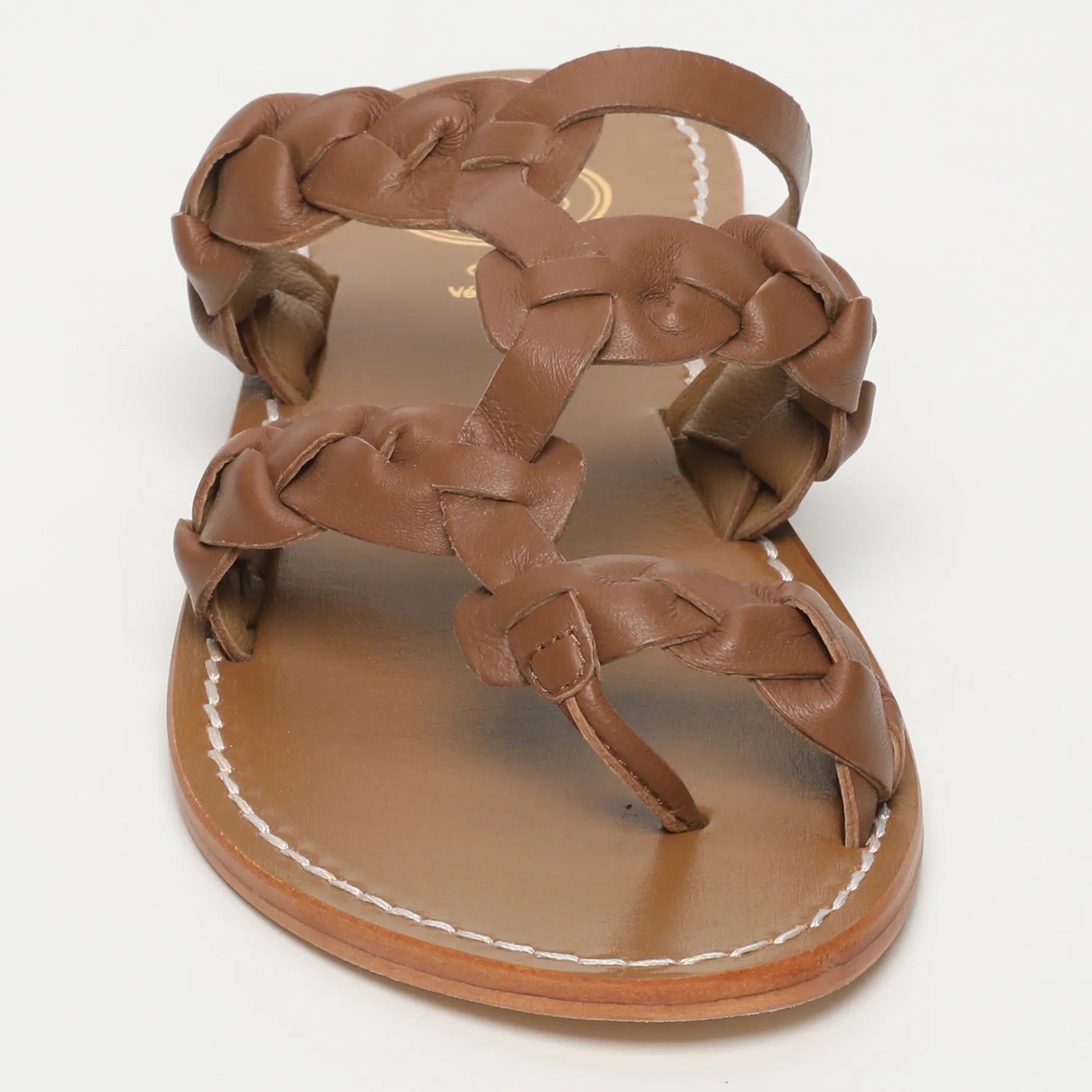 SOMBRA mules tressée en cuir camel