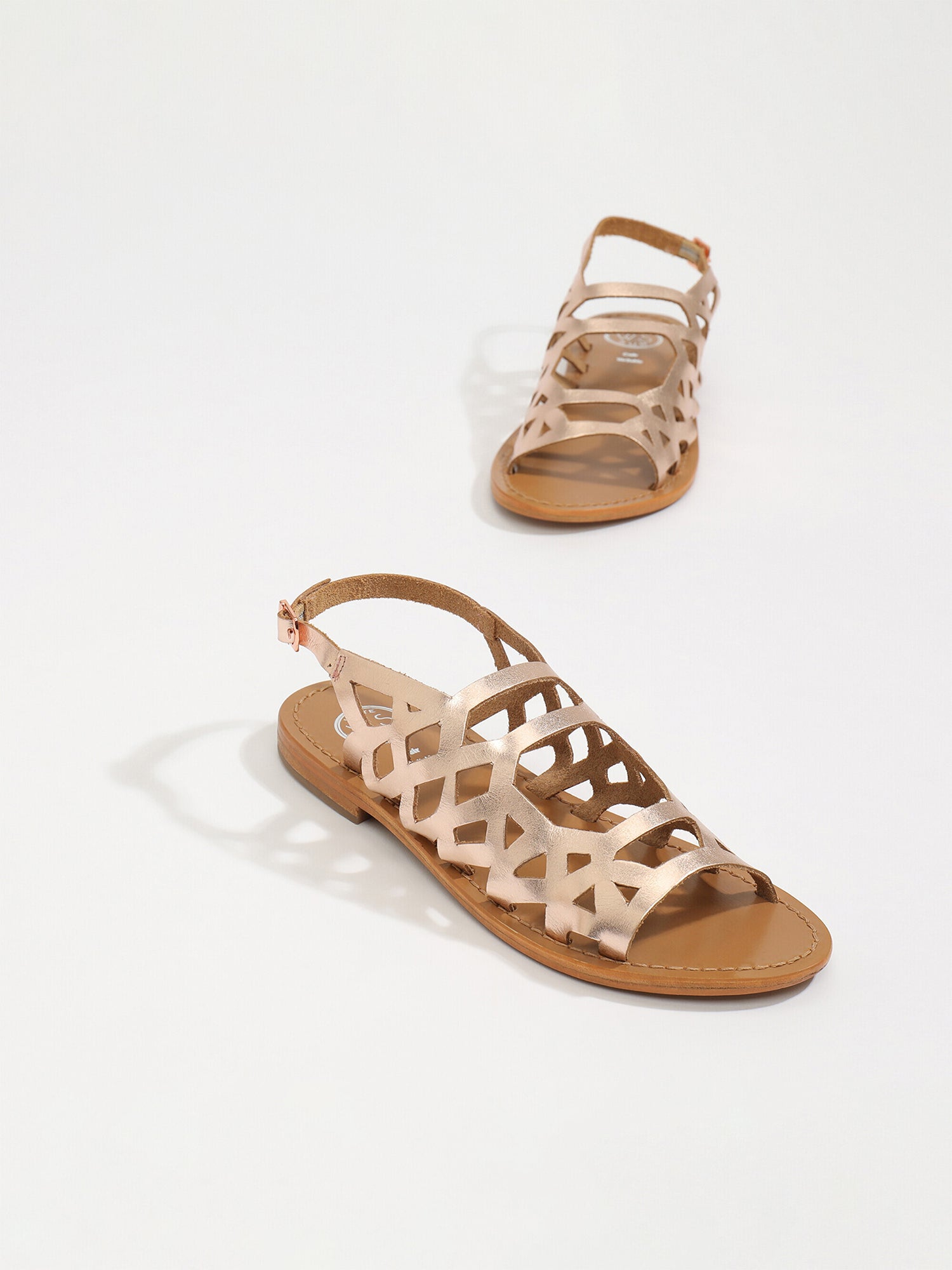 ARACATI sandales spartiates en cuir or rose