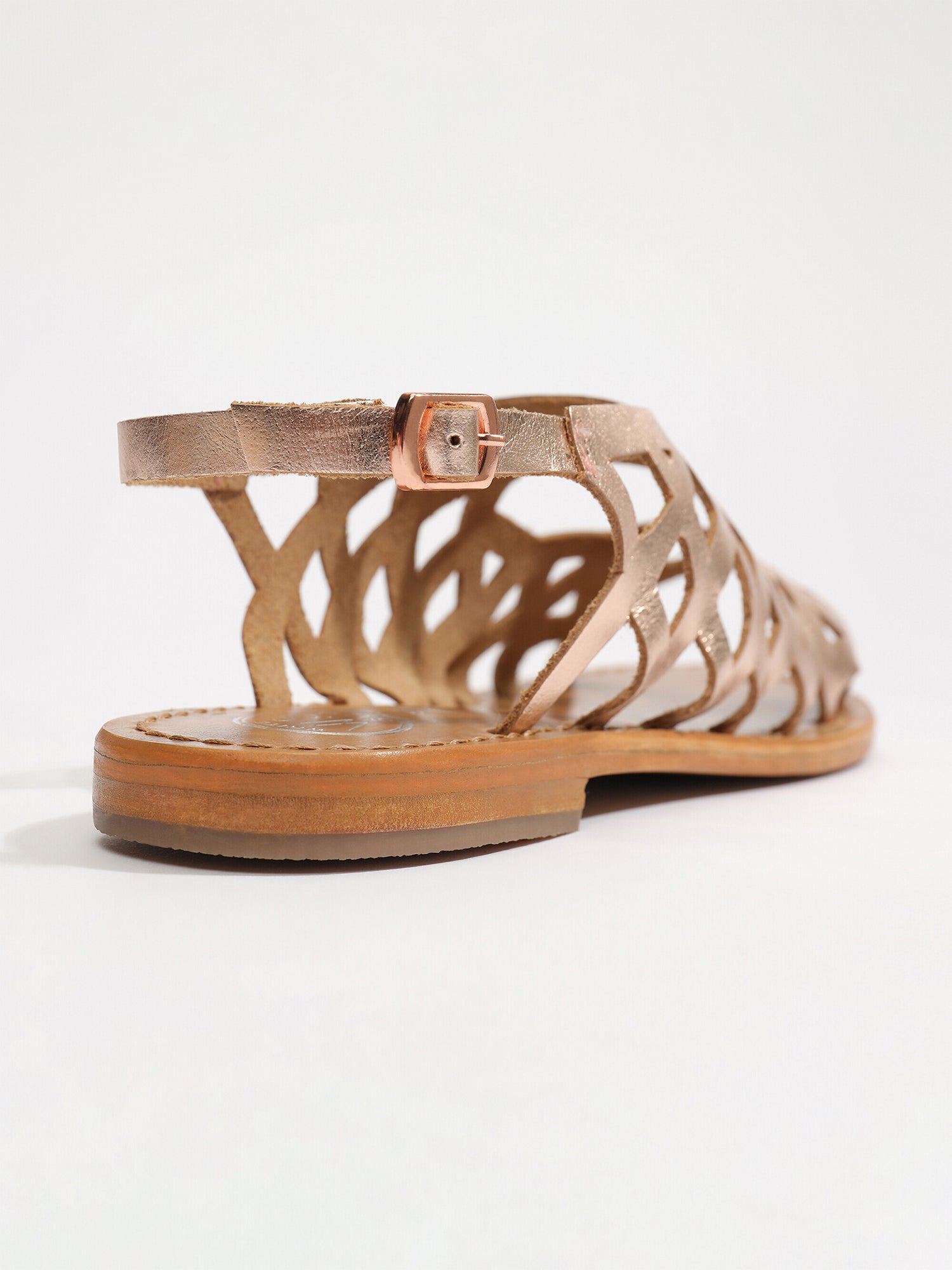 ARACATI sandales spartiates en cuir or rose