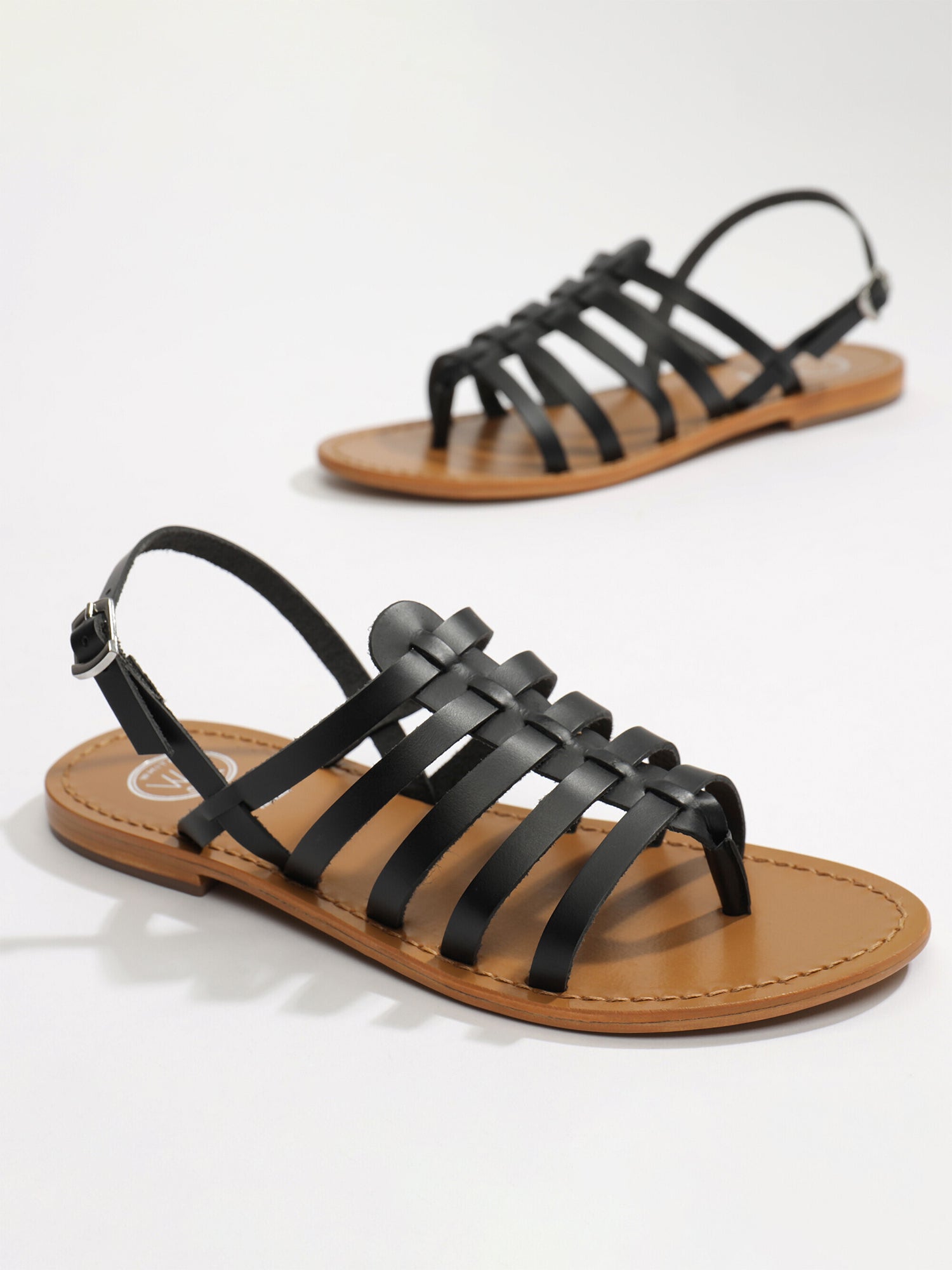 FUSINUS sandales spartiates en cuir noir