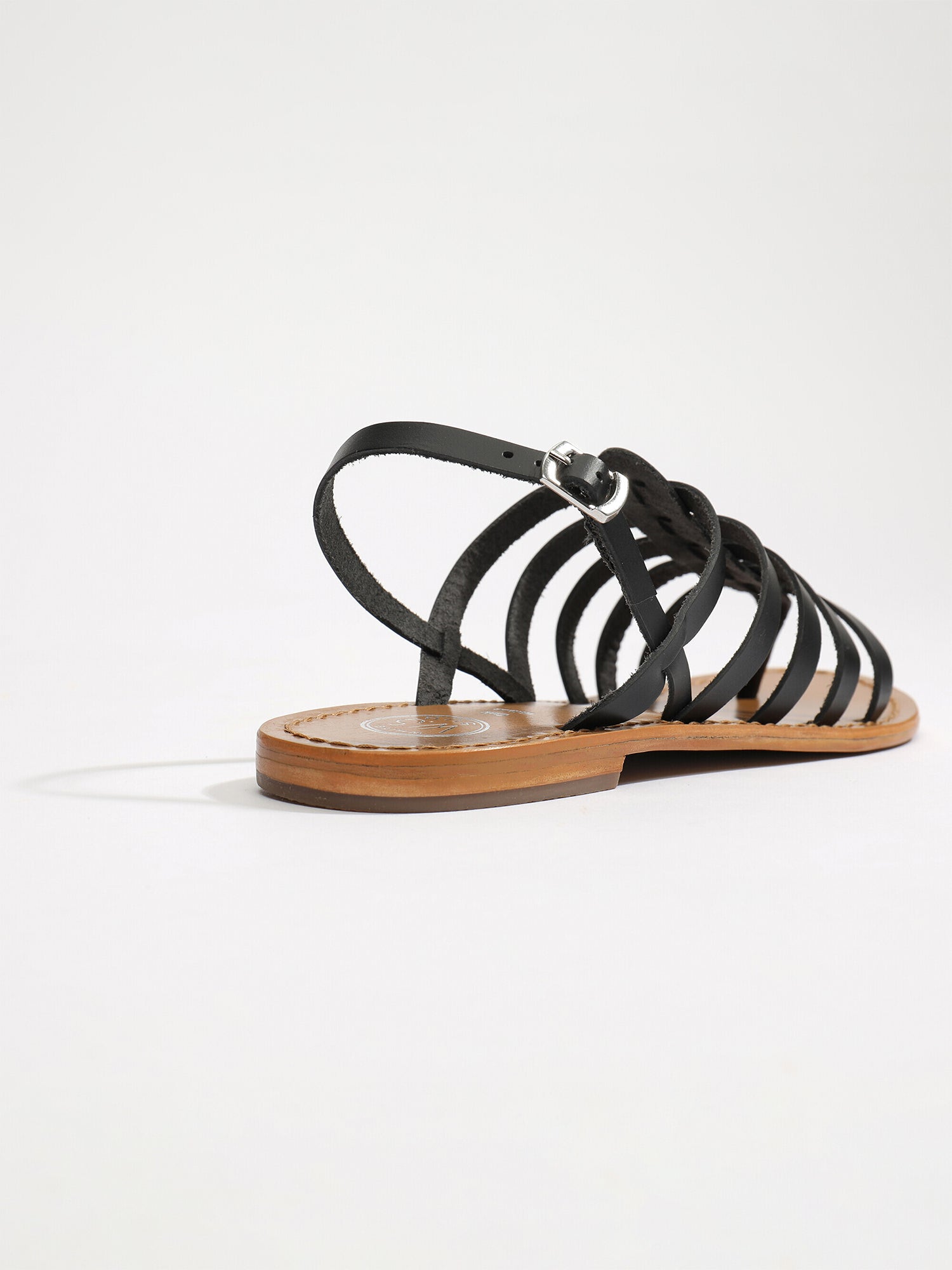 FUSINUS sandales spartiates en cuir noir