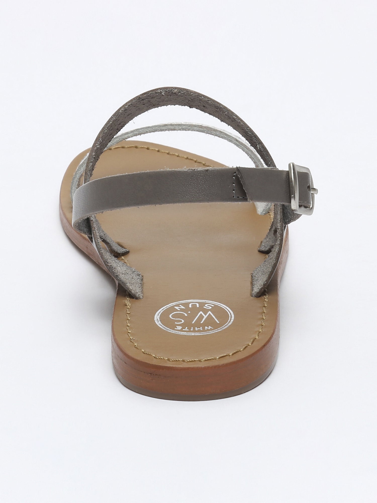 BURSA sandales bi-color en cuir gris et argent