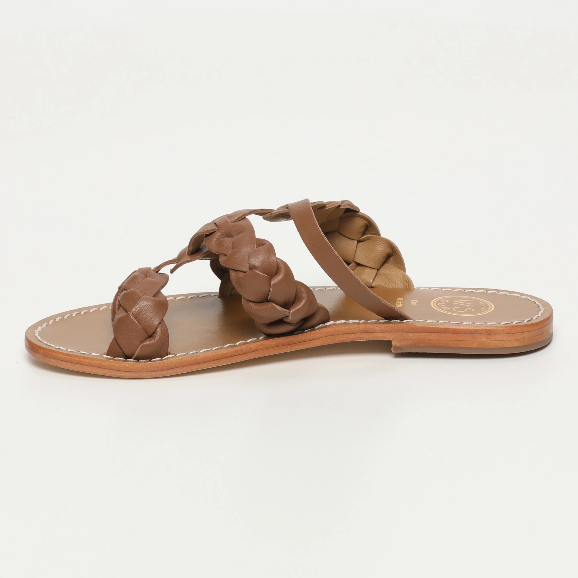 SOMBRA mules tressée en cuir camel