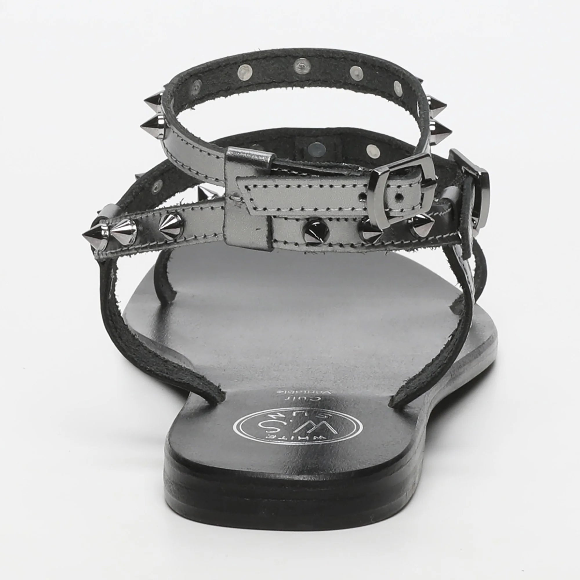 FAREANI sandales bracelet cheville en cuir étain