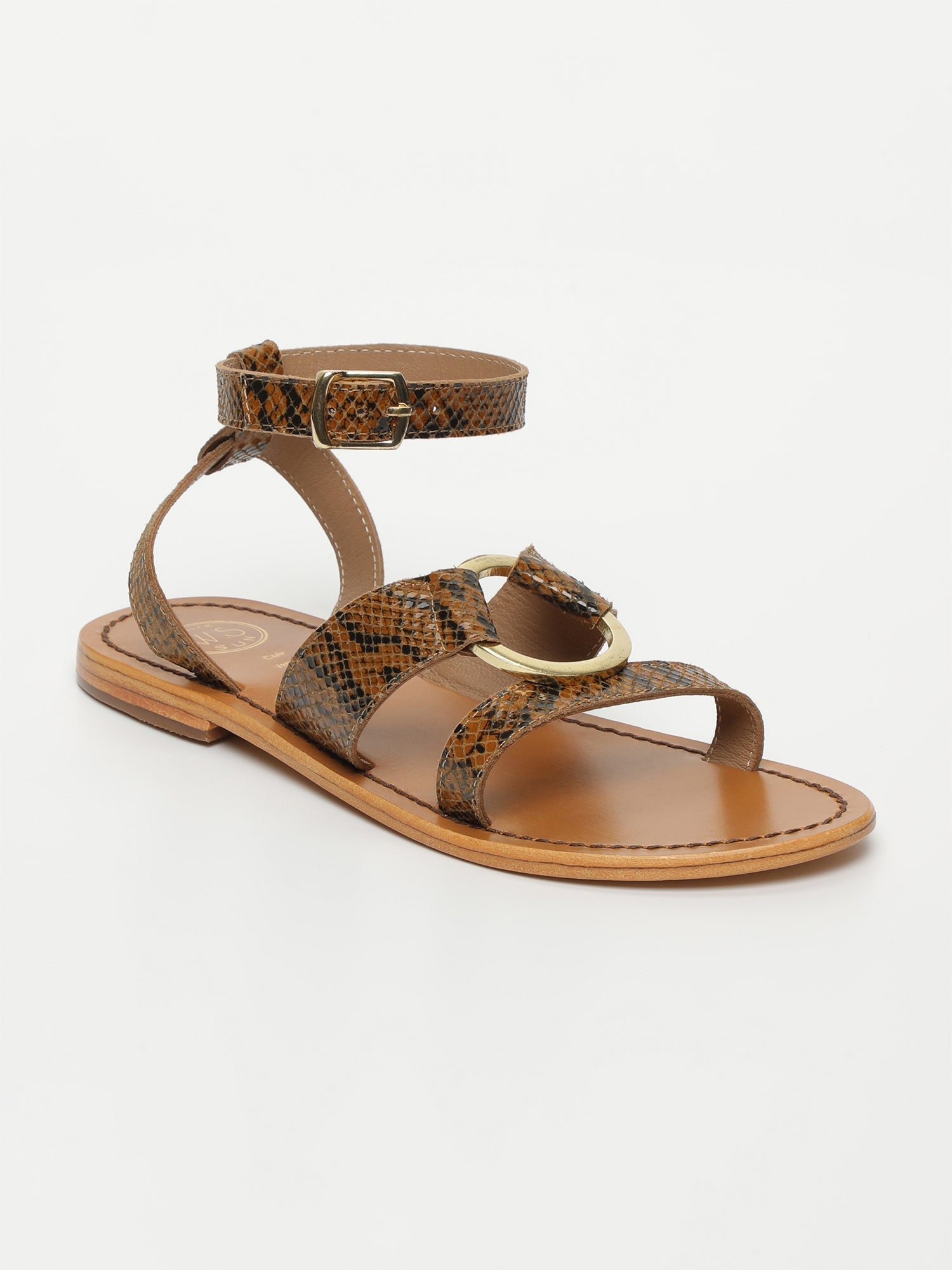 LUBIANA sandales en cuir serpent camel