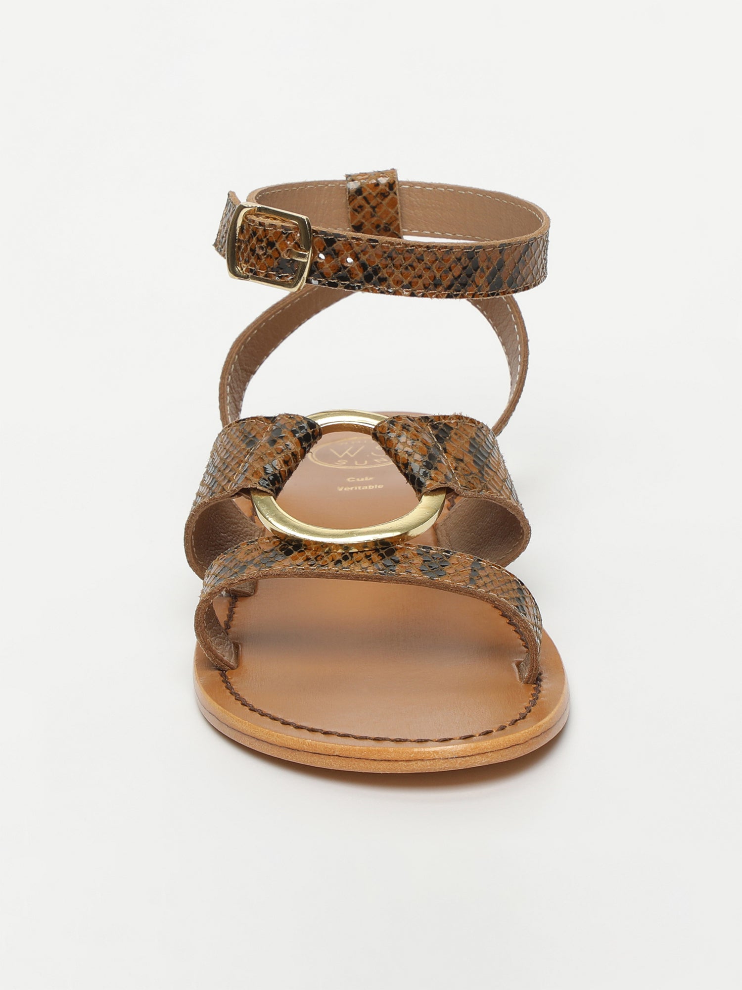 LUBIANA sandales en cuir serpent camel