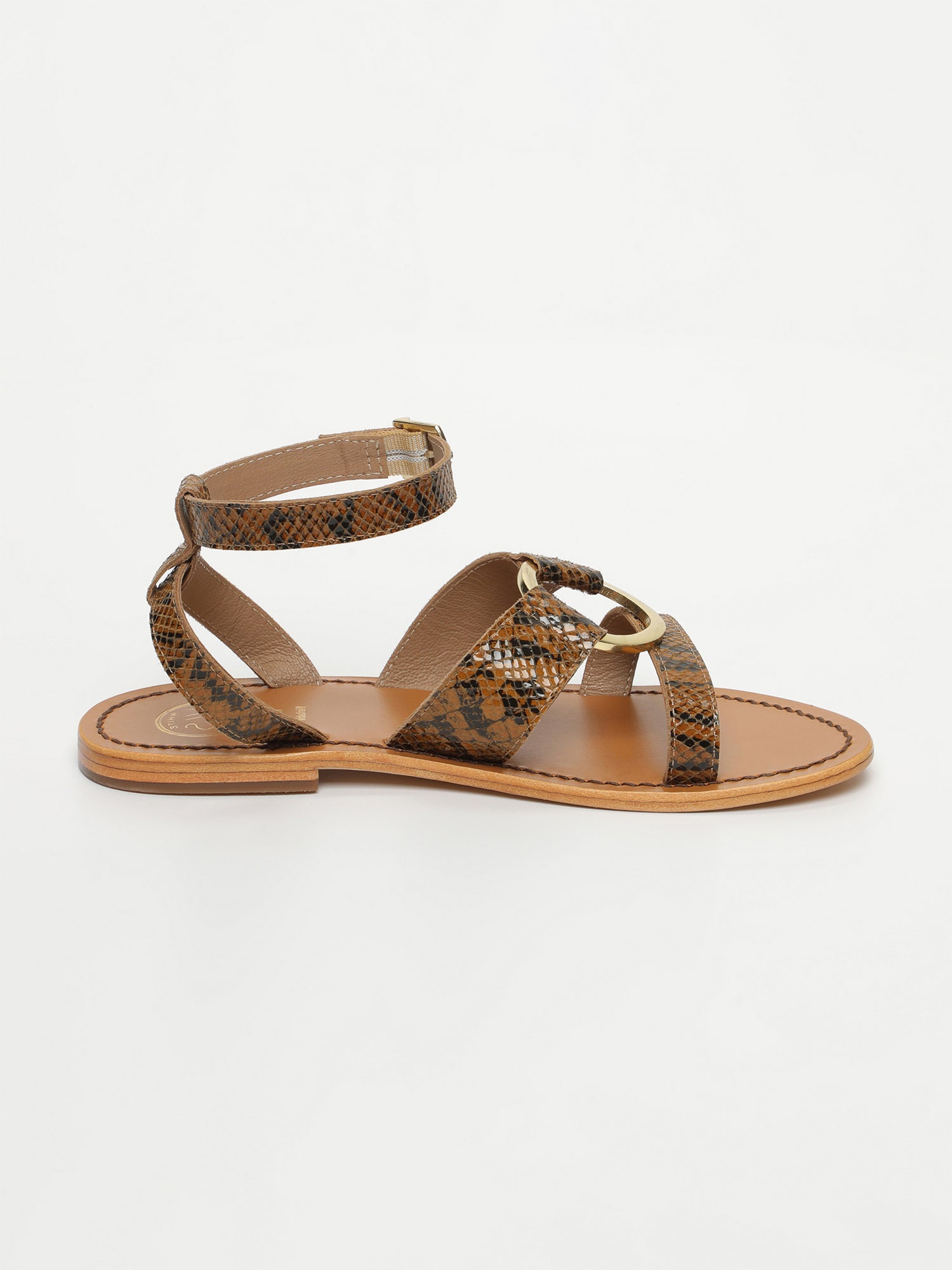 LUBIANA sandales en cuir serpent camel