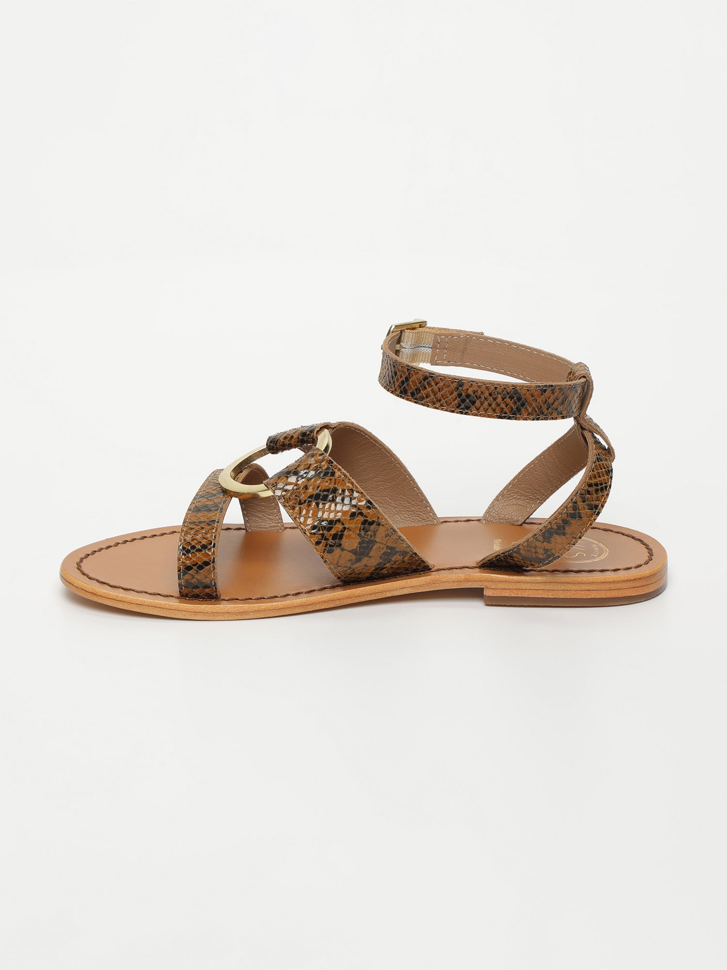 LUBIANA sandales en cuir serpent camel