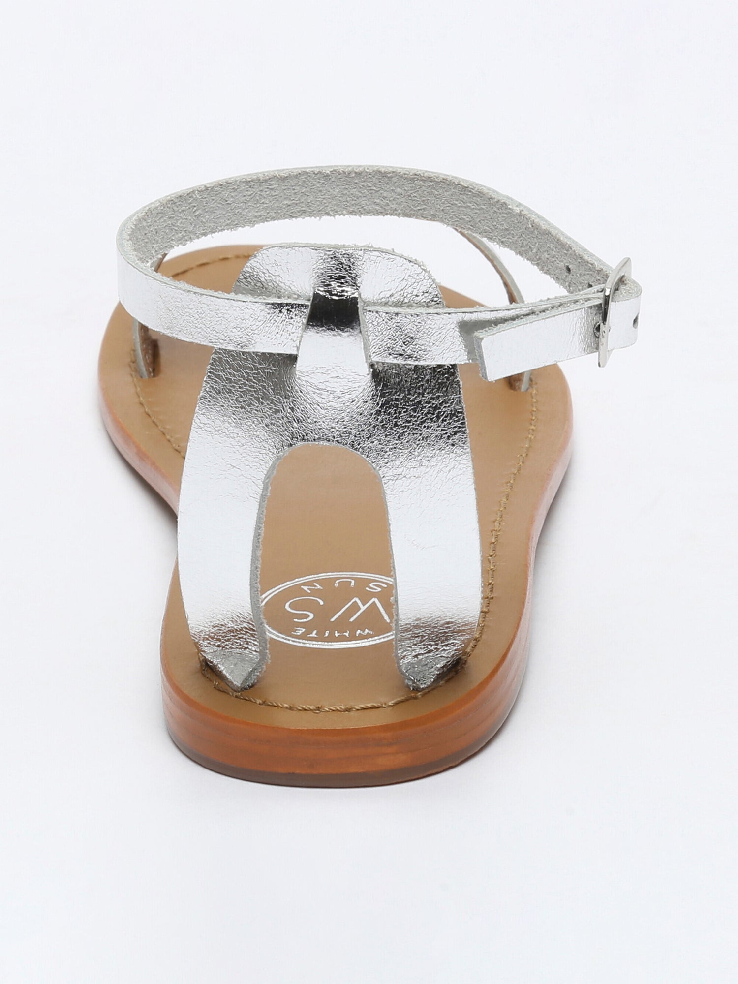 CAVALIERS sandales bracelet de cheville en cuir argent