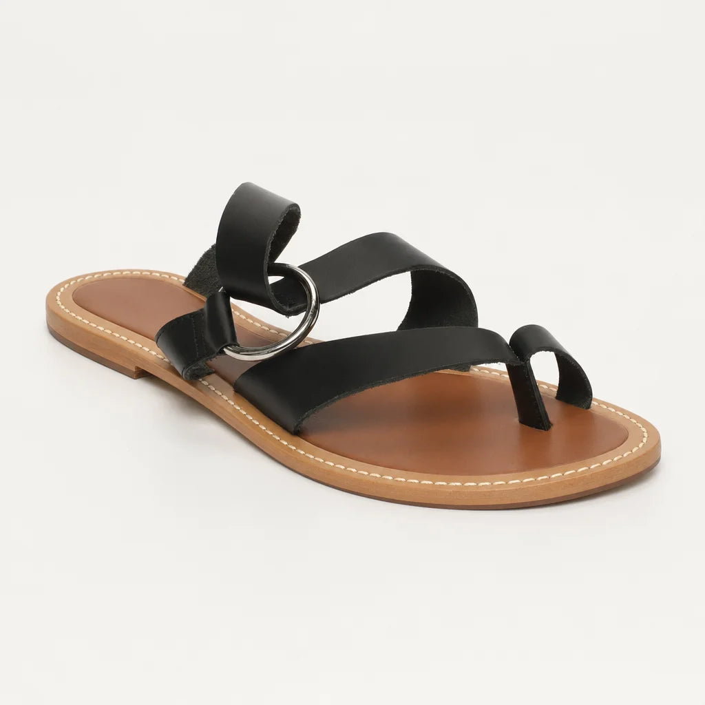 EMMA mules entre-doigts en cuir noir