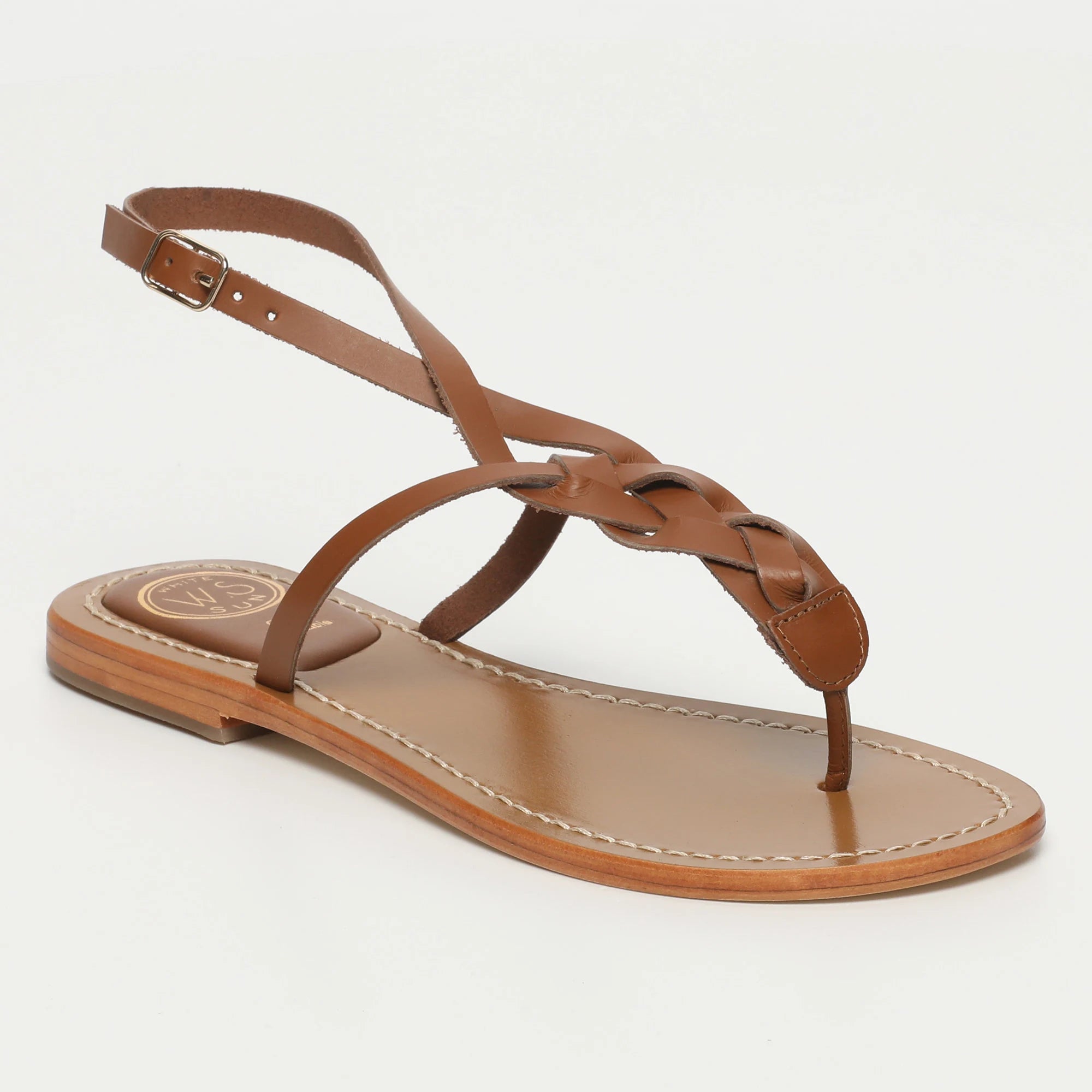 MENTA sandales entre-doigts en cuir camel