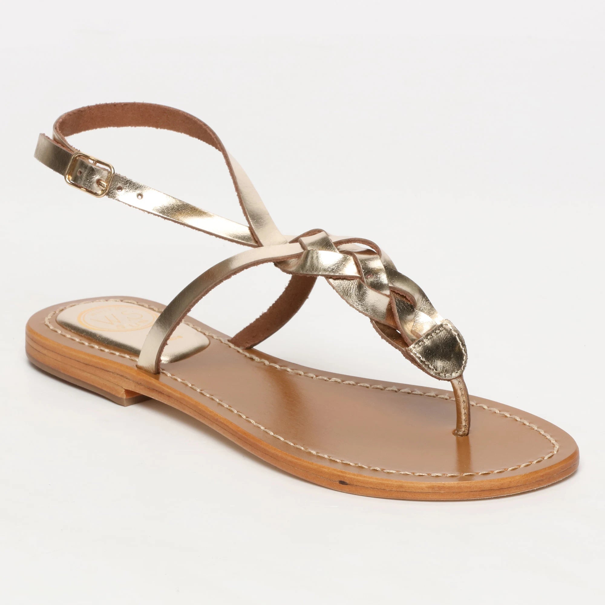MENTA sandales entre-doigts en cuir doré