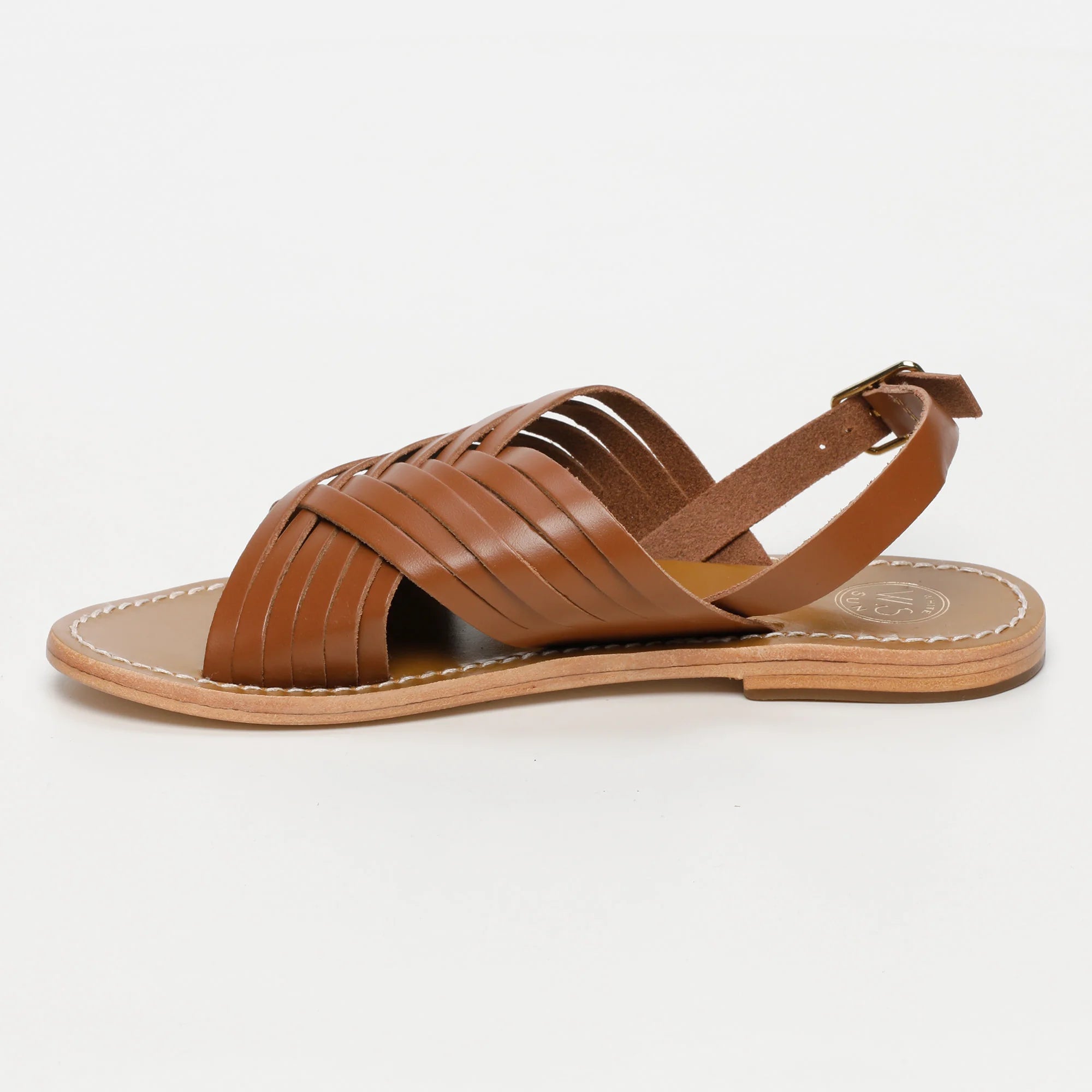 TRINITY sandales spartiate / lacet en cuir camel