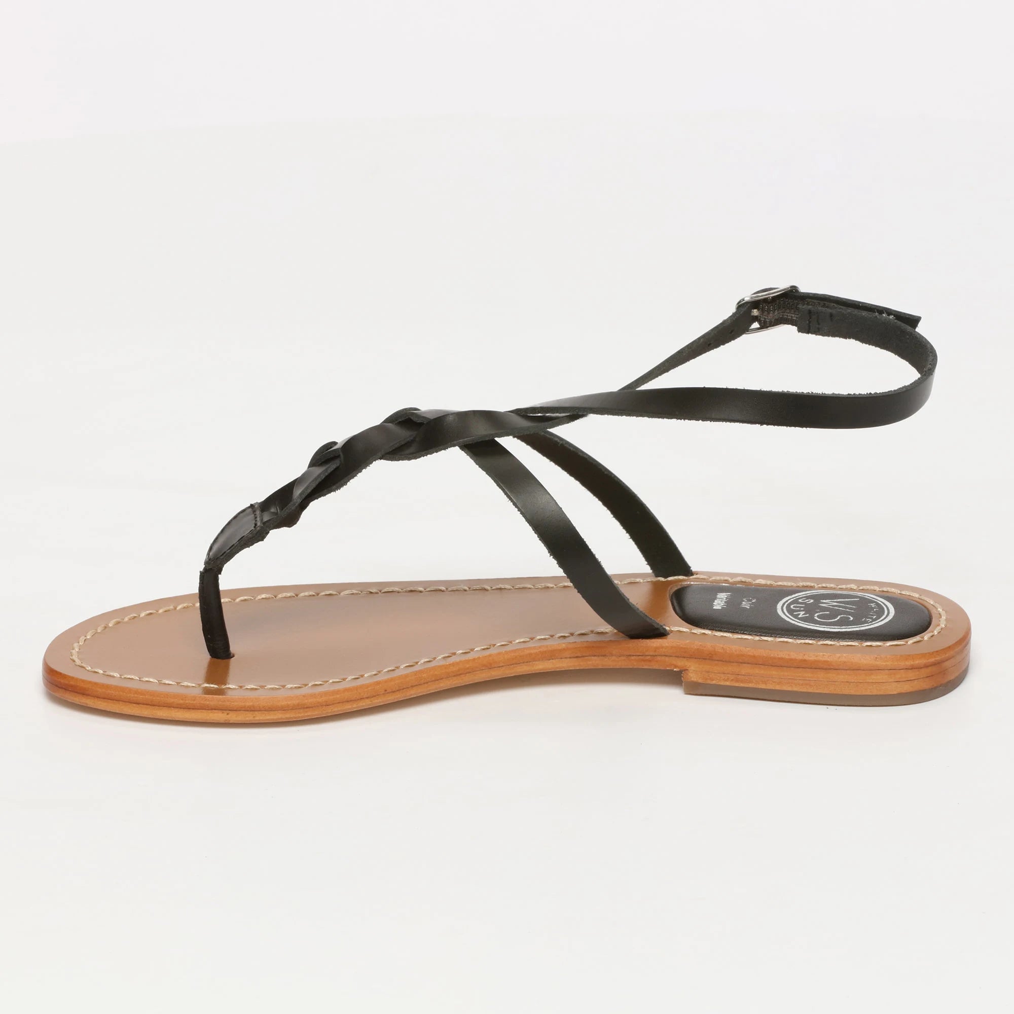 MENTA sandales entre-doigts en cuir noir