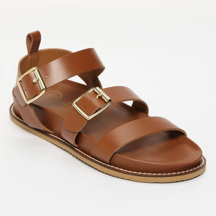 TAMIA sandales en cuir camel