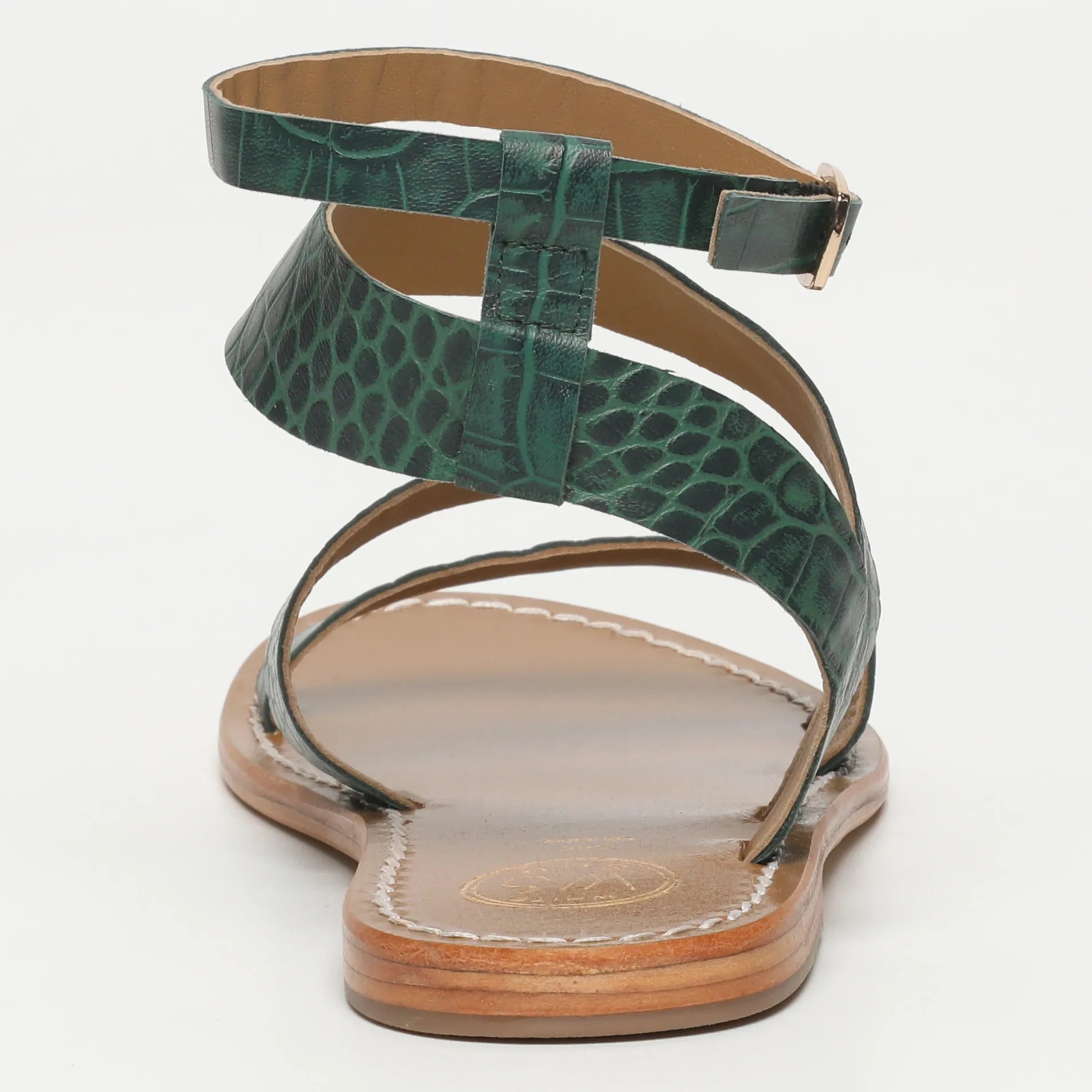 OASIS sandales spartiate / lacet en cuir vert croco