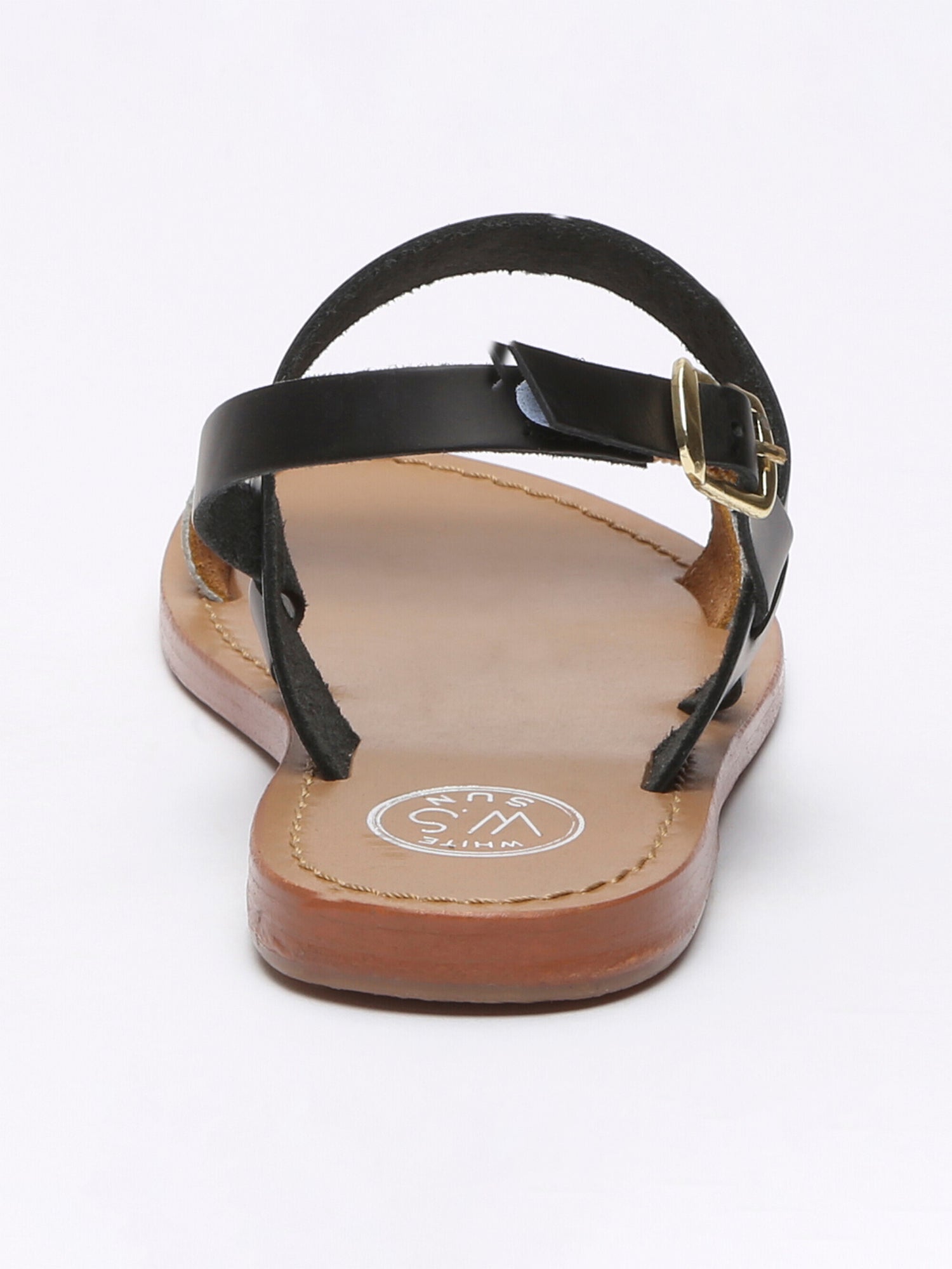 BURSA sandales bi-color en cuir noir et or